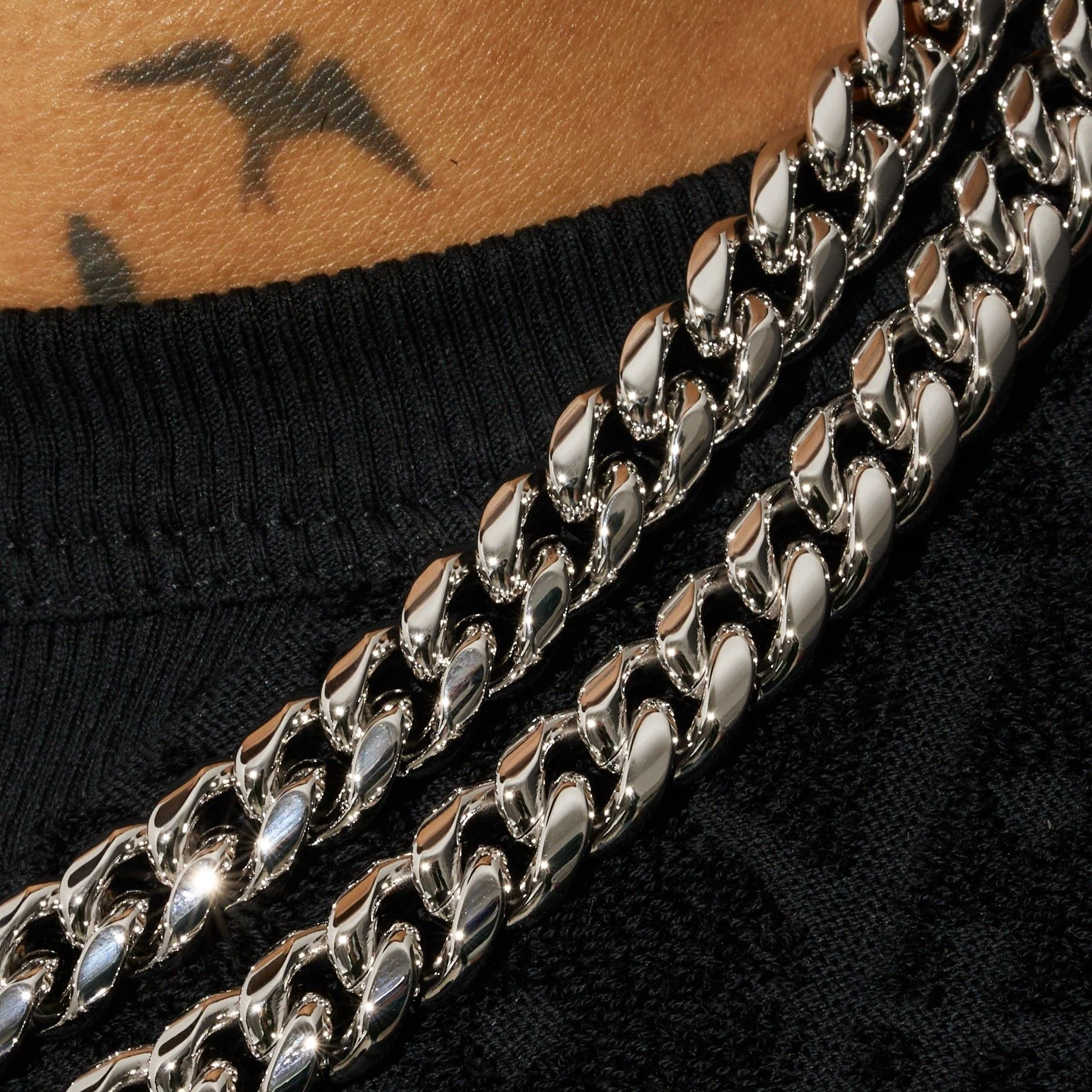 10mm Cuban Chain - White Gold - Image 3