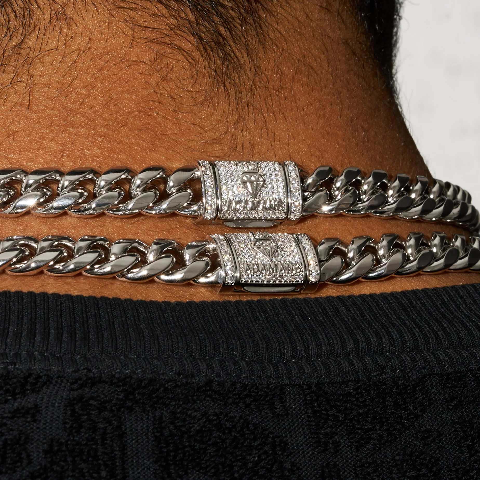 10mm Cuban Iced Clasp Chain - White Gold - Image 4