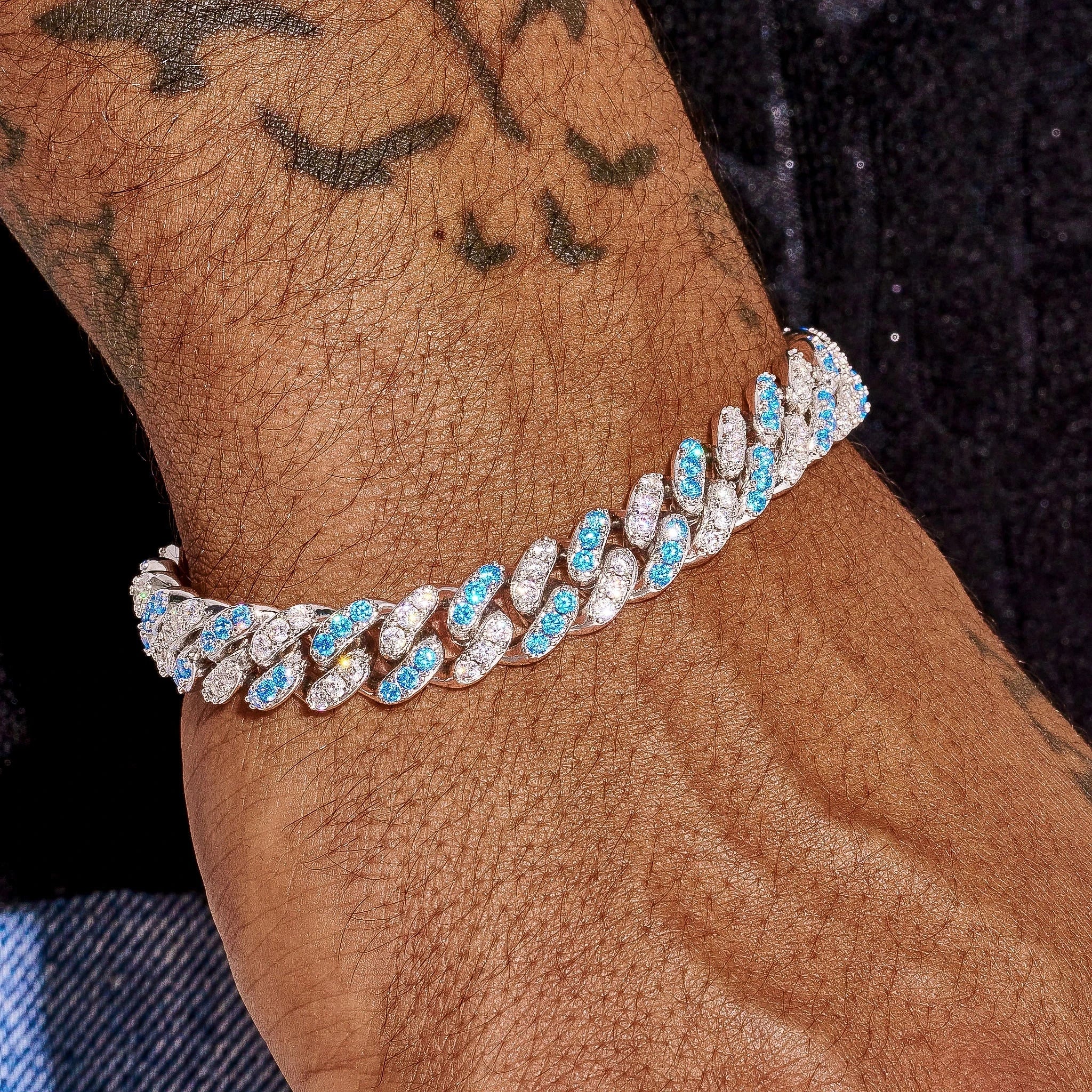 10mm Iced Cuban Bracelet - Two Tone - Image 4