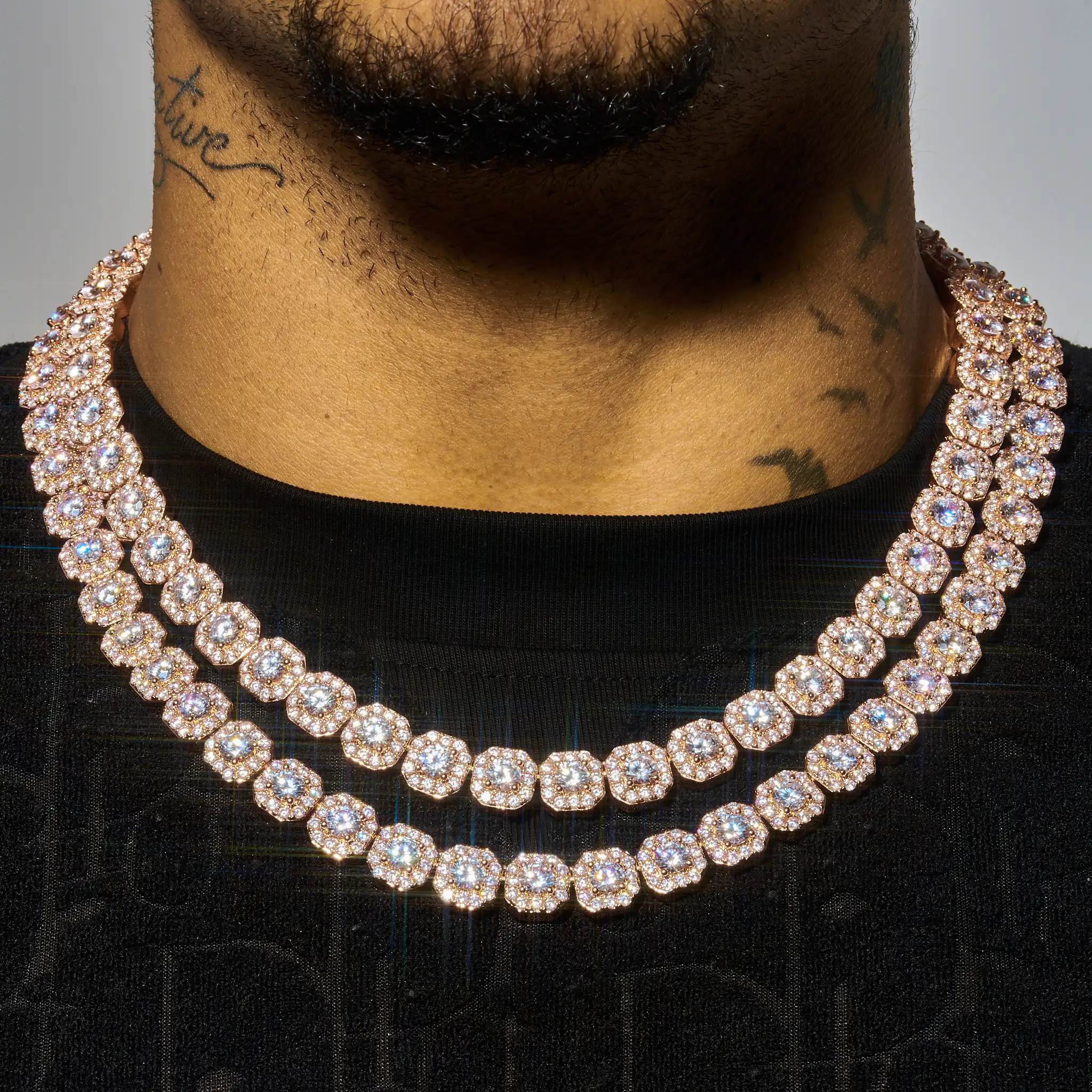 10mm Clustered Tennis Chain - Rose Gold - Image 3