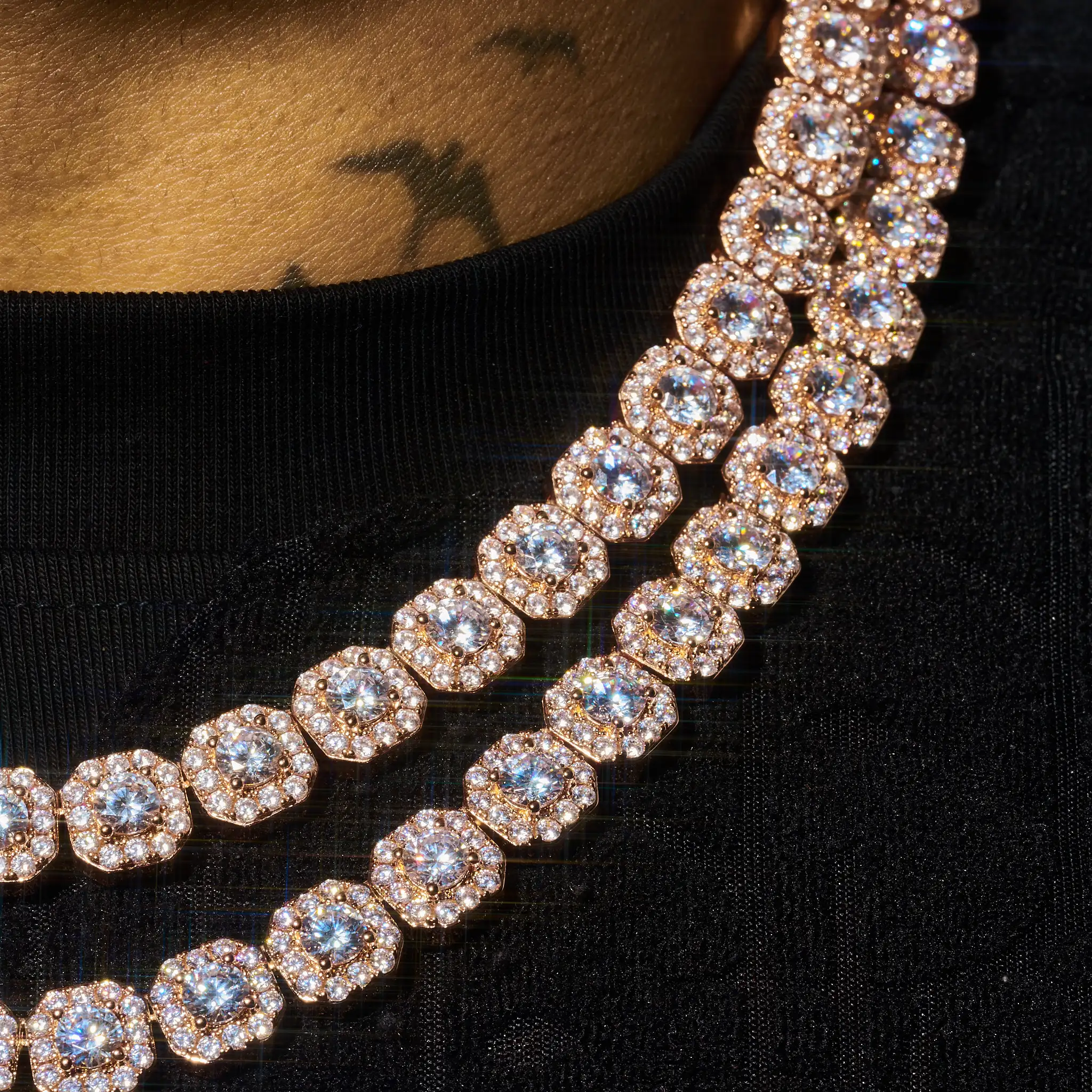 10mm Clustered Tennis Chain - Rose Gold - Image 4