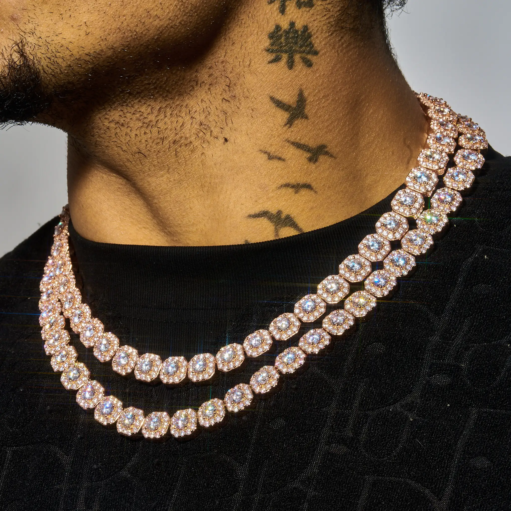 10mm Clustered Tennis Chain - Rose Gold - Image 5