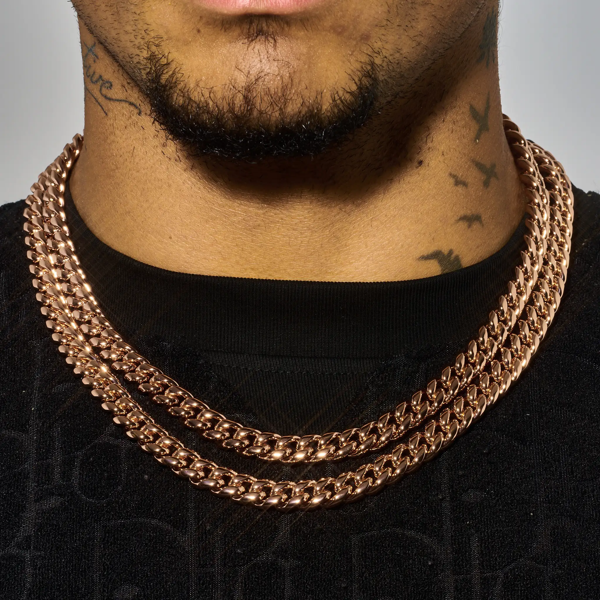 10mm Cuban Iced Clasp Chain - Rose Gold - Image 3