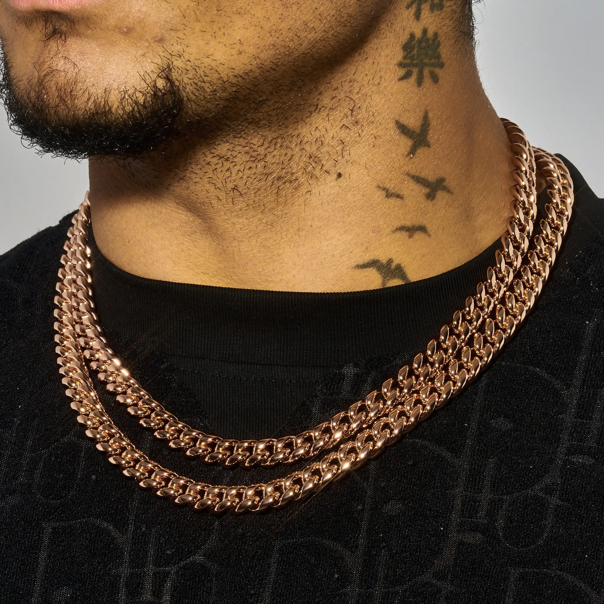 10mm Cuban Iced Clasp Chain - Rose Gold - Image 4