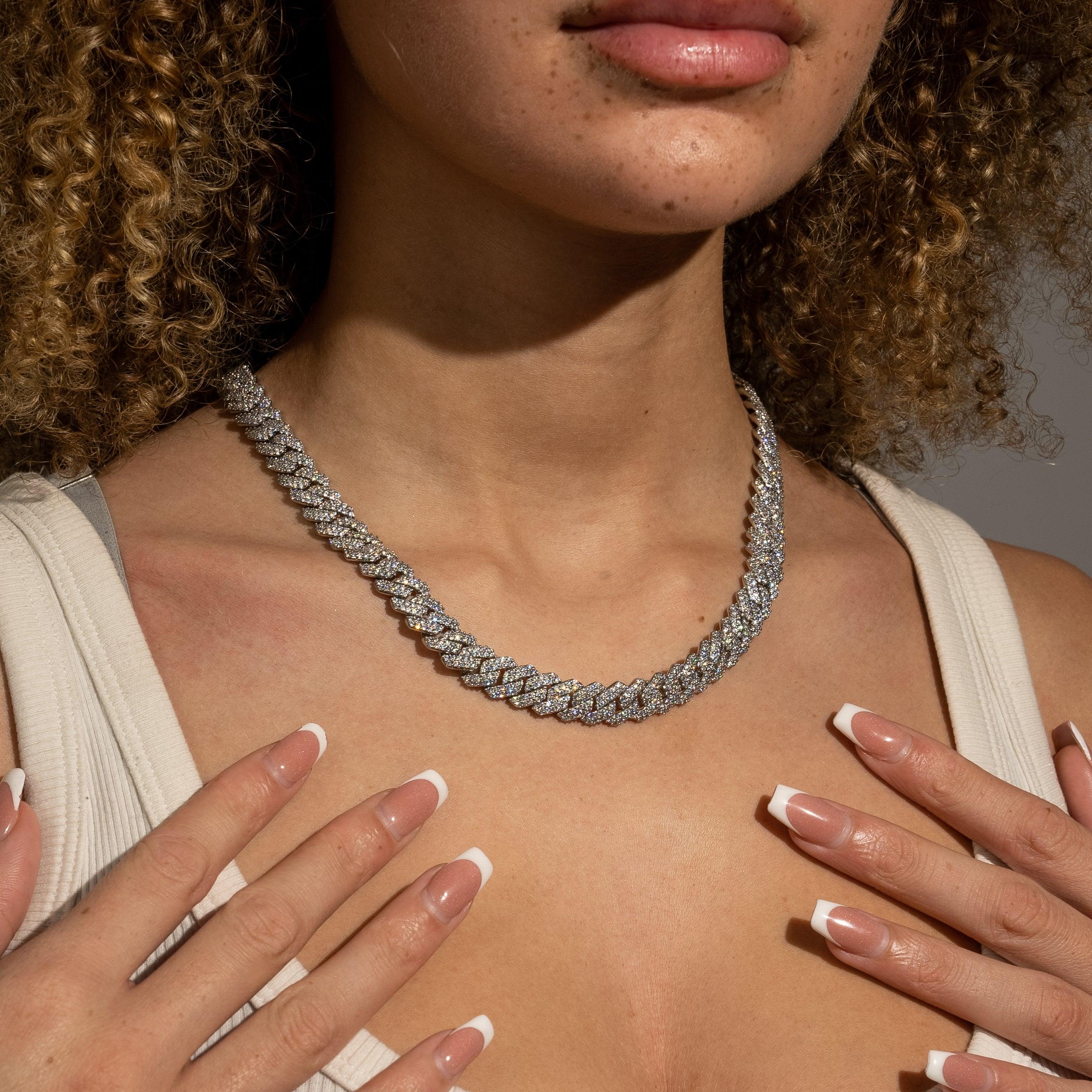 10mm Monaco Chain - White Gold - Image 2