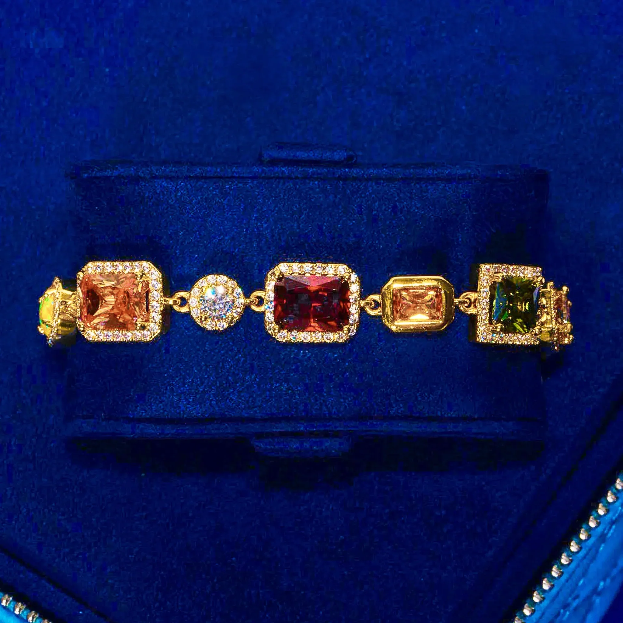 10MM Multi Gemstone Bracelet - Gold