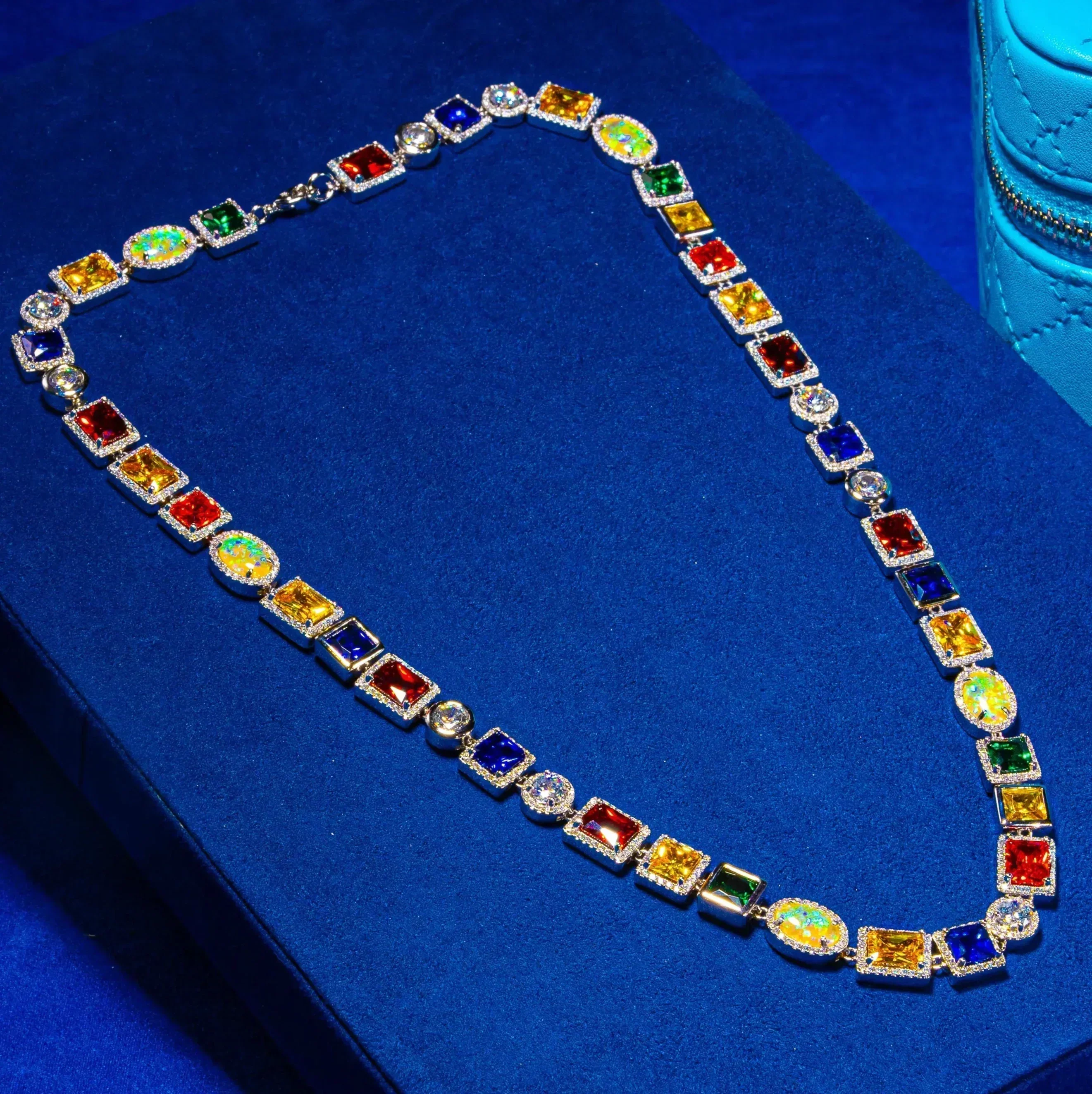 10MM Multi Gemstone Chain - White Gold - Image 6