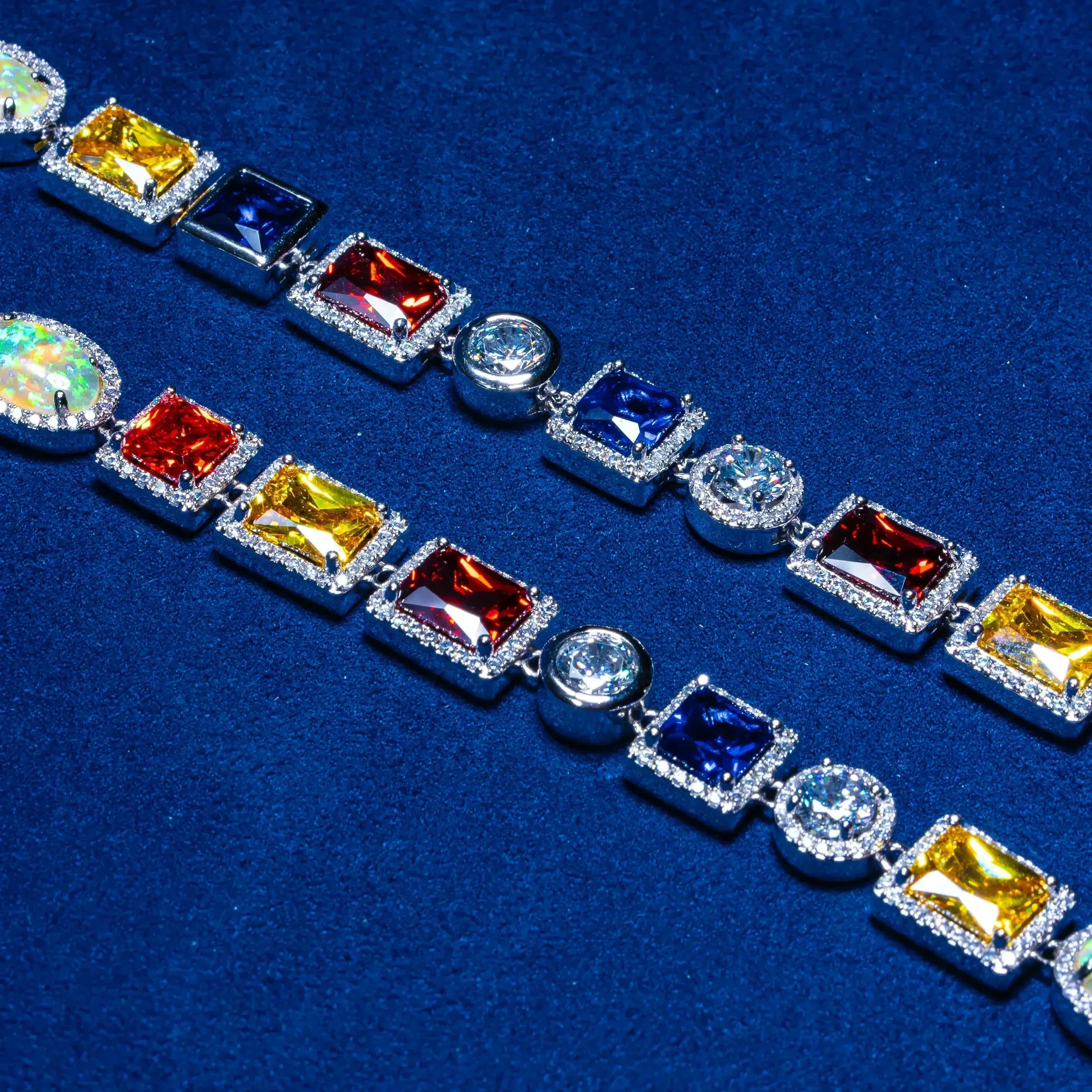 10MM Multi Gemstone Chain - White Gold - Image 7