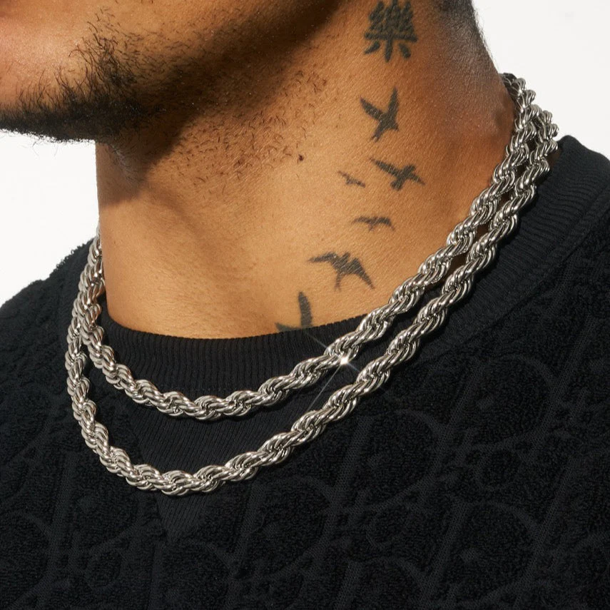 8mm Rope Chain - White Gold - Image 2
