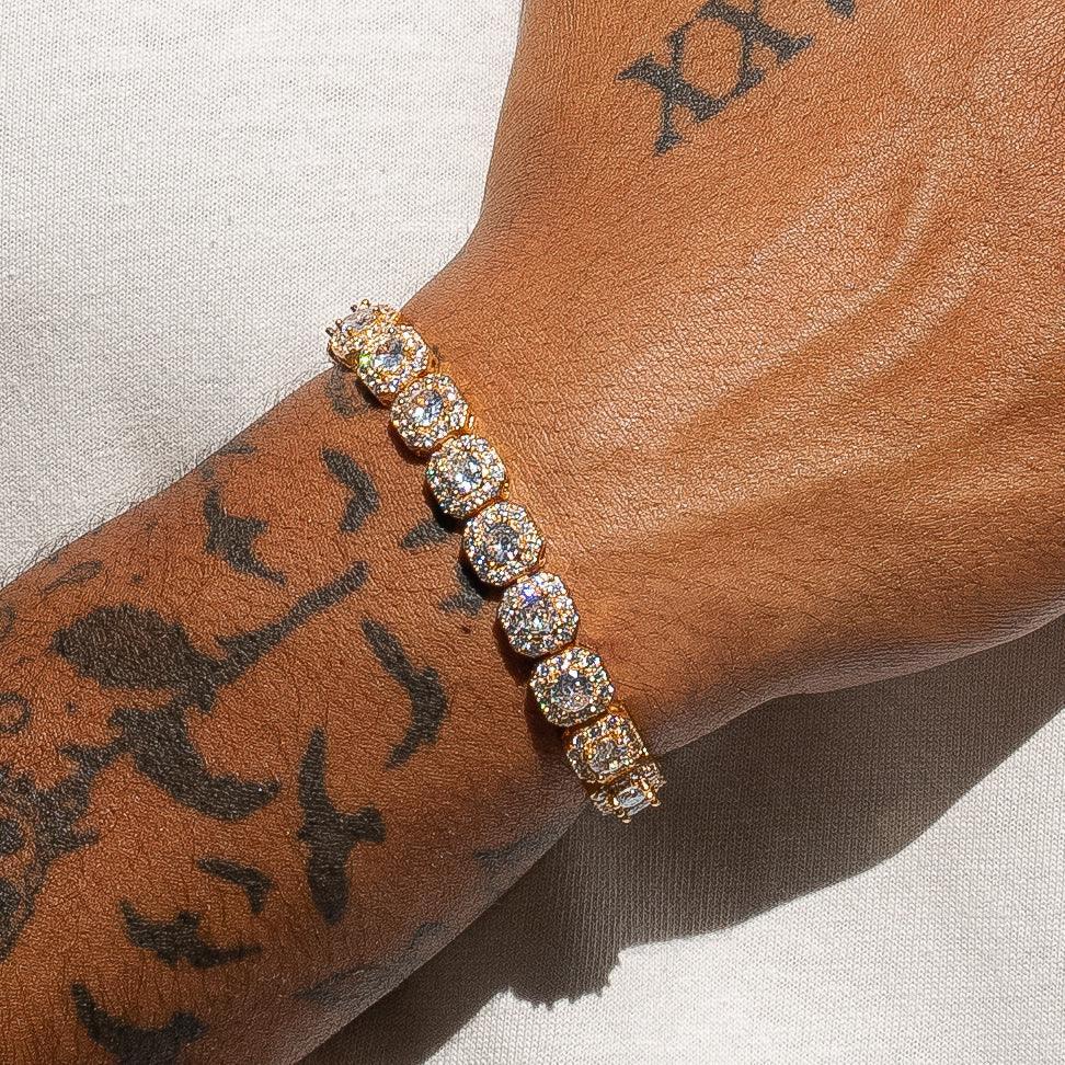 10mm Clustered Tennis Bracelet - Gold - Image 4