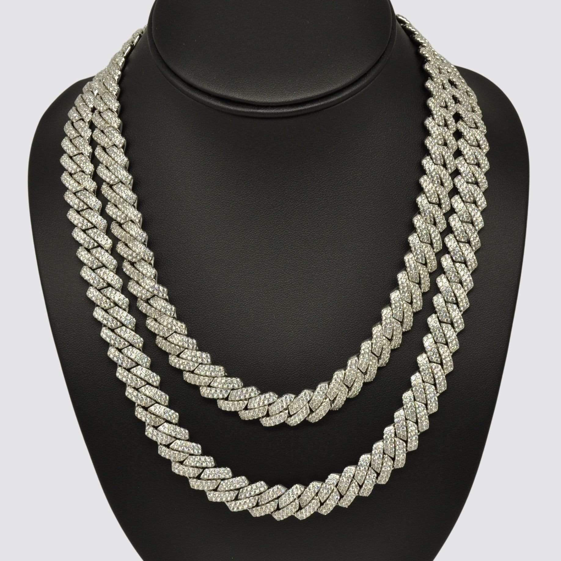 14mm Monaco Chain Bundle 20" & 22" - White Gold - Image 2