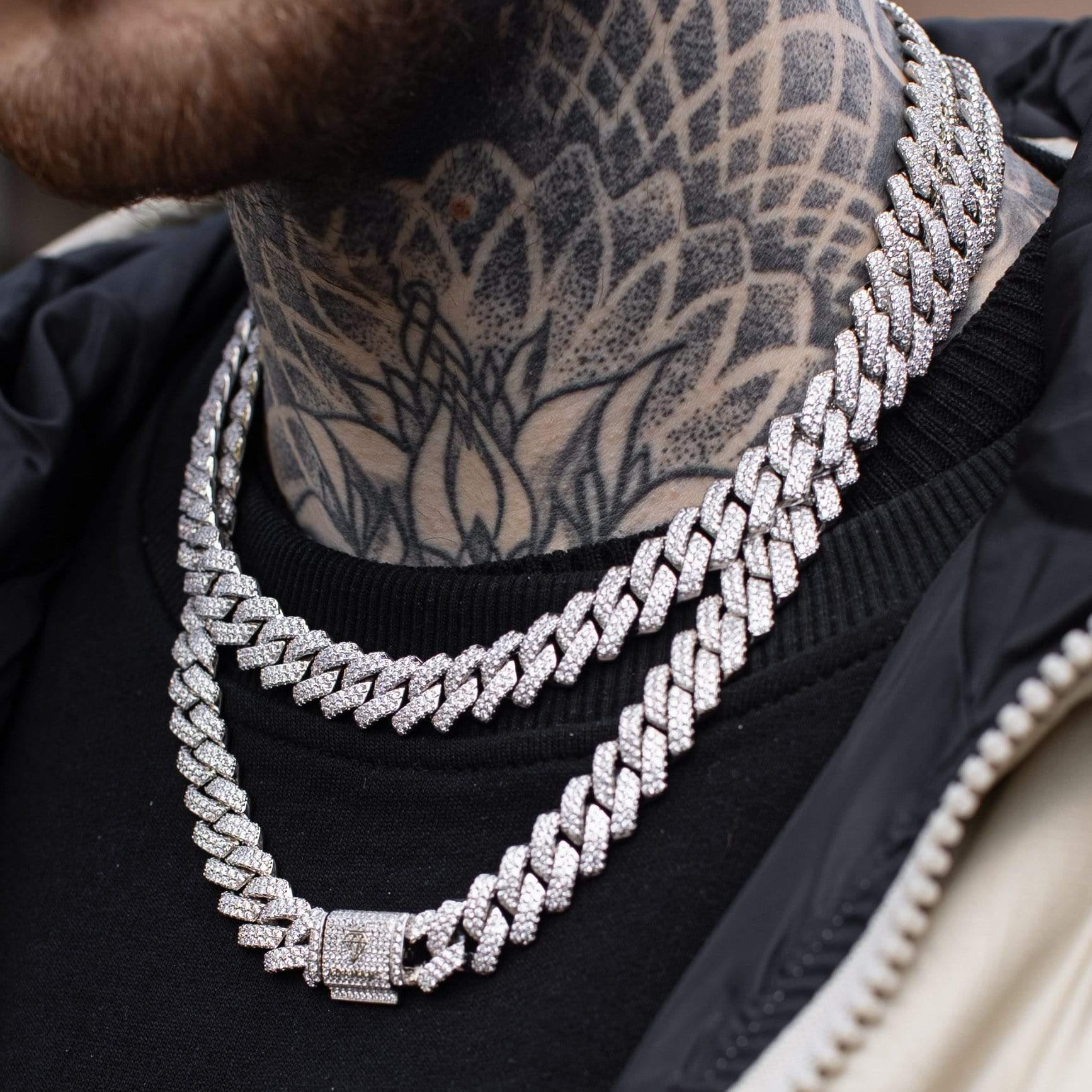 14mm Monaco Chain Bundle 20" & 22" - White Gold - Image 4