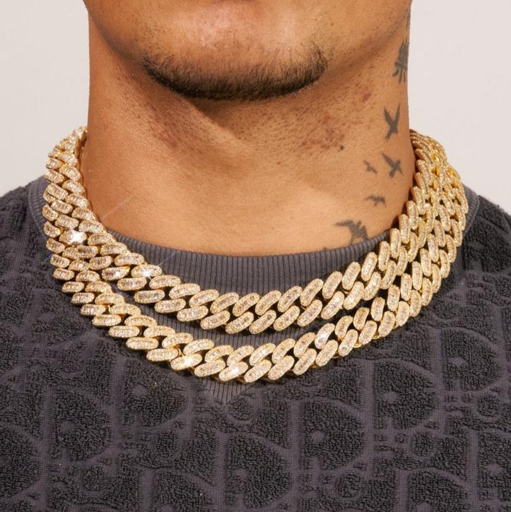 17mm Baguette Link Cuban Chain - Gold - Image 5