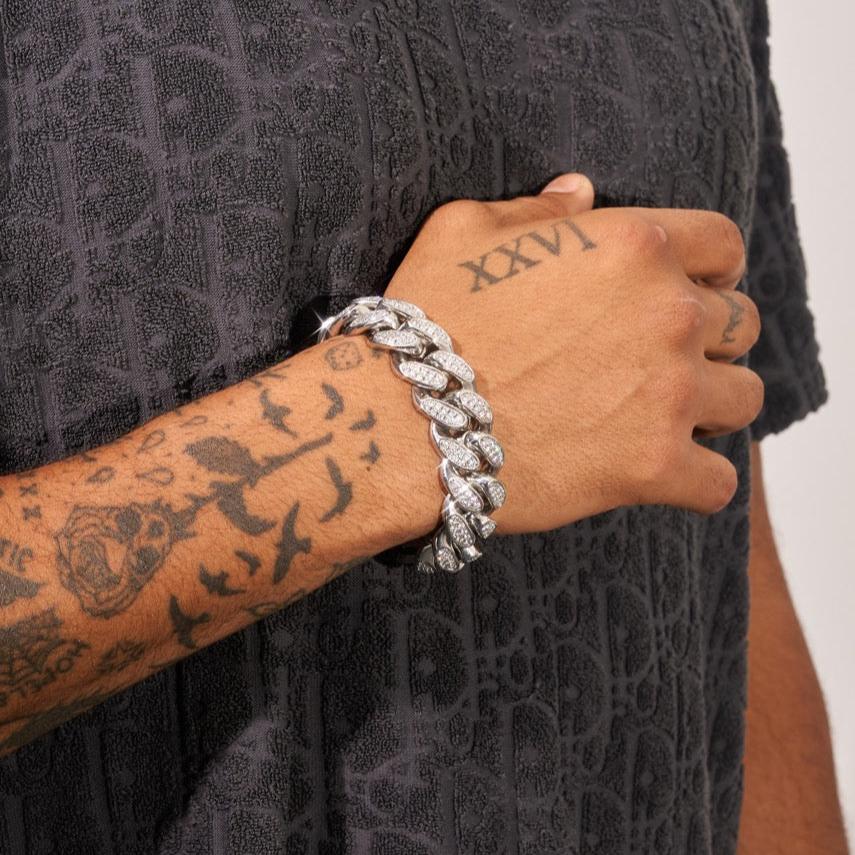 19mm Cuban Bracelet - White Gold - Image 3