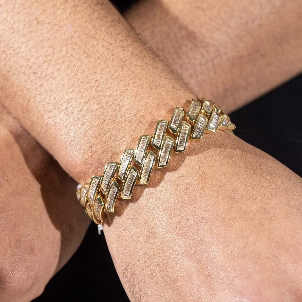 20mm Baguette Miami Link Bracelet - Gold - Image 2