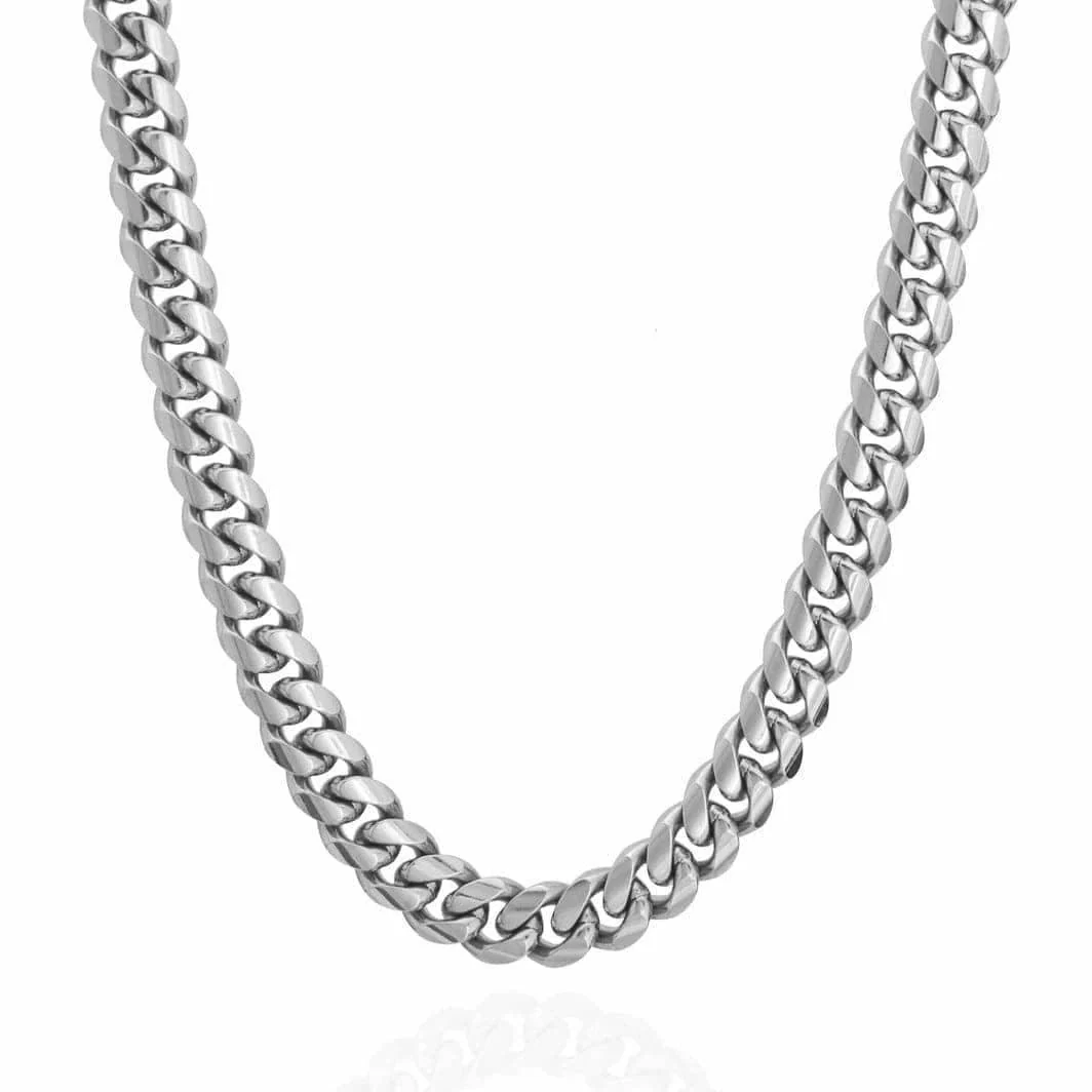 20mm Cuban Iced Clasp Chain - White Gold - Image 4