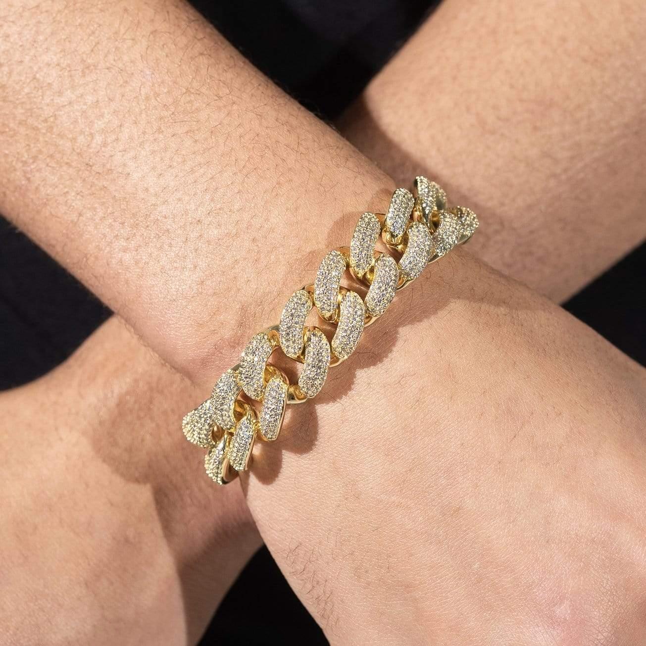 20mm Iced Cuban Bracelet - Gold - Image 3