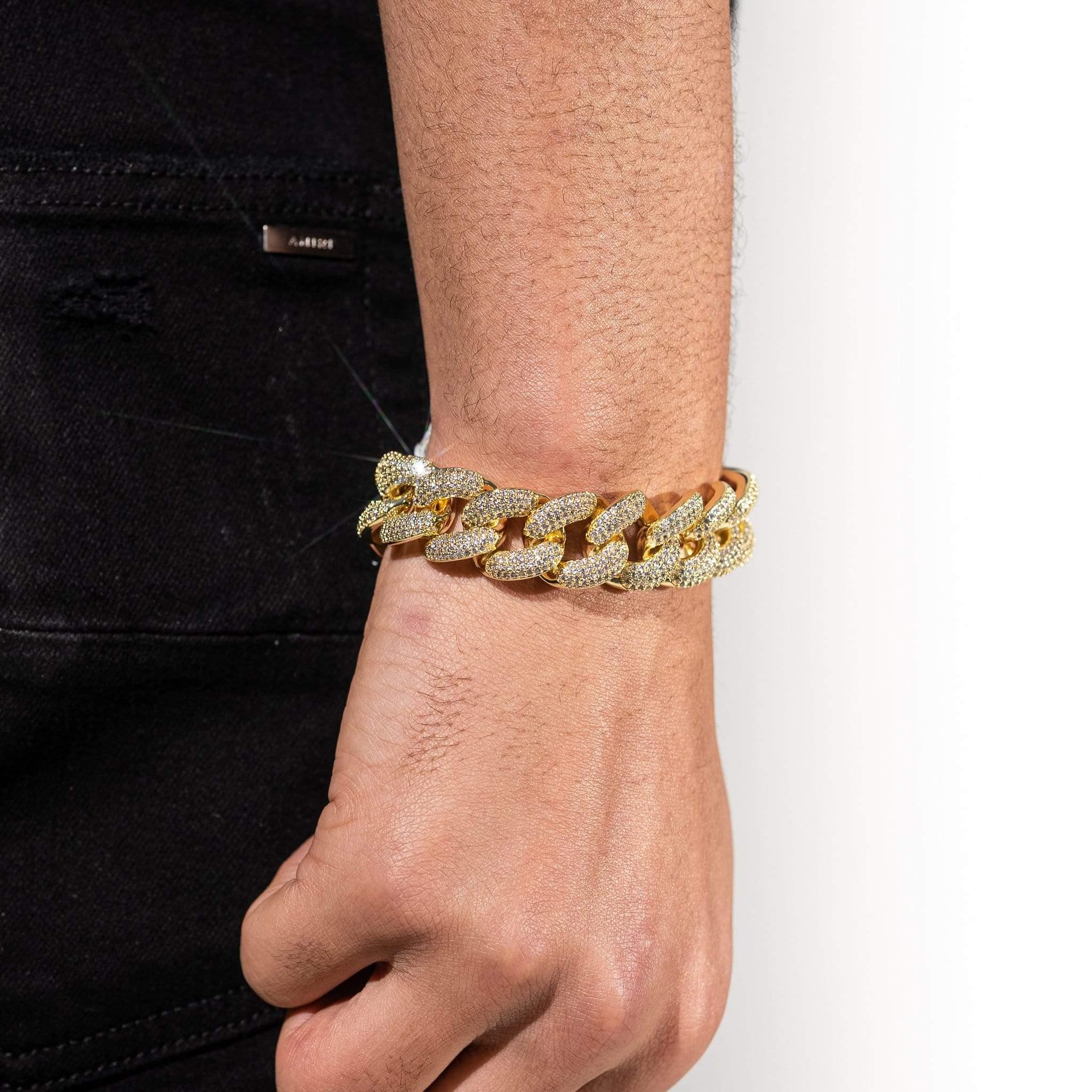 20mm Iced Cuban Bracelet - Gold - Image 4