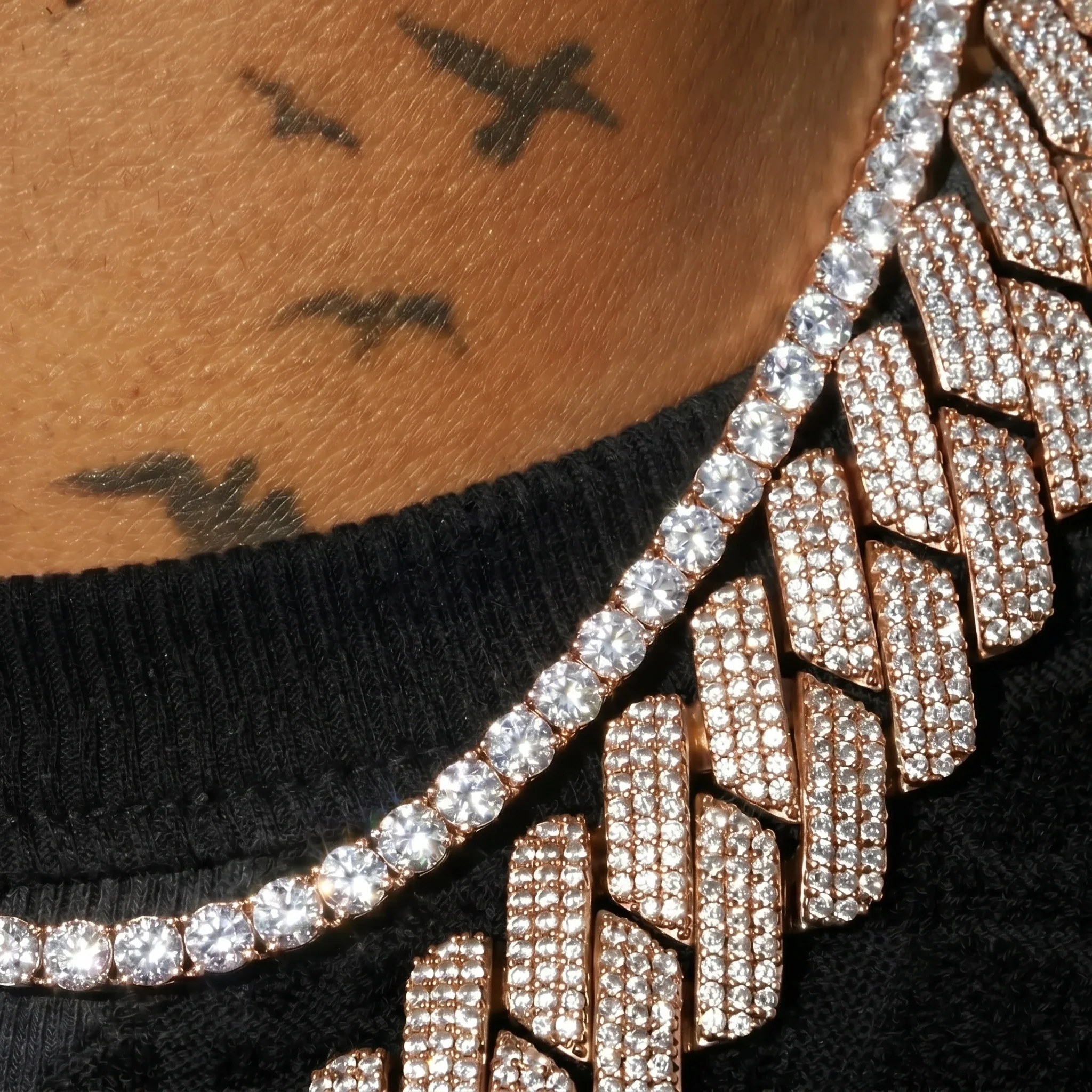 20mm Moissanite Monaco + 5mm Moissanite Tennis Chain Bundle - 18k Rose Gold - D Color - IF - Bundle - Image 2