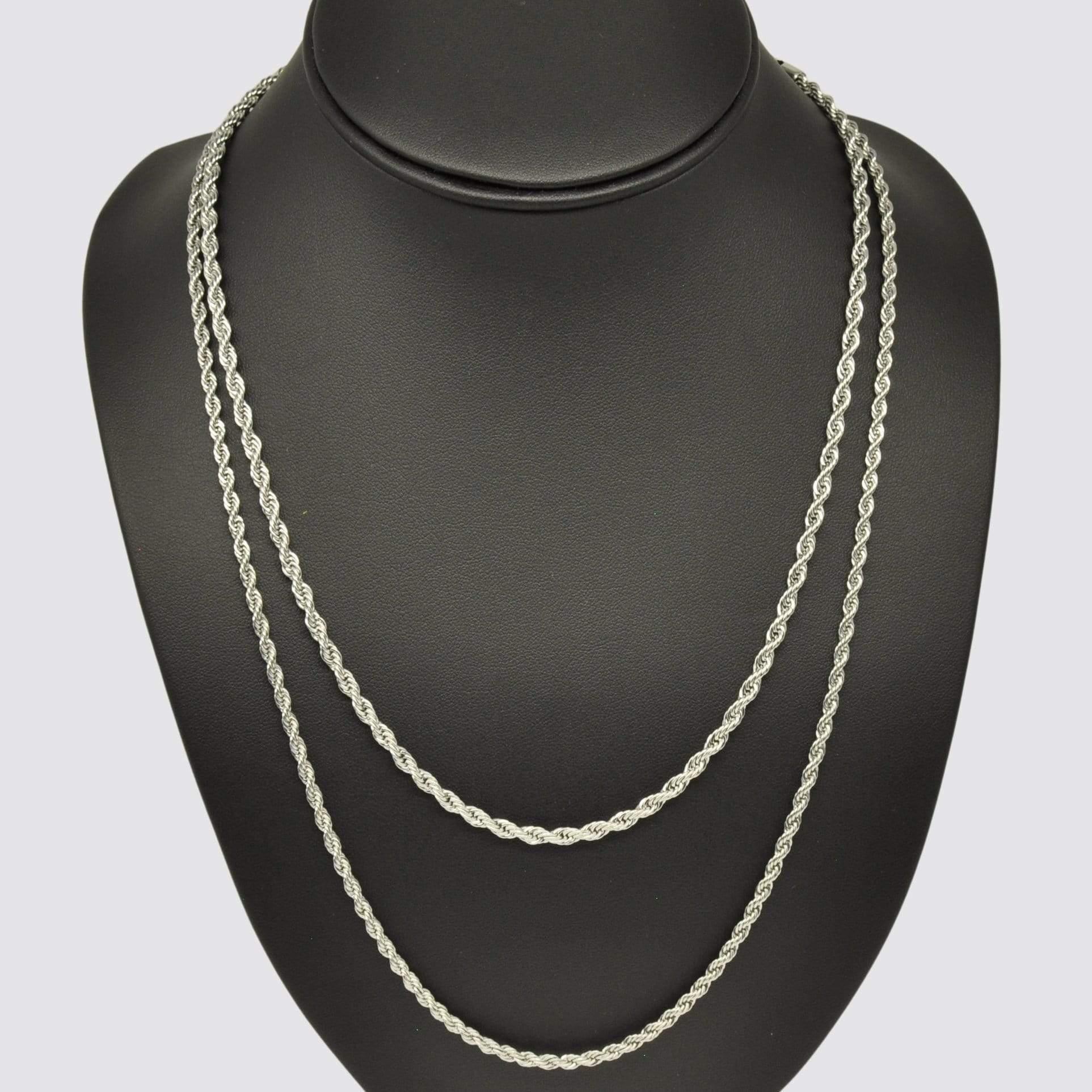 4mm Rope Chain Bundle 20" & 24" - White Gold - Image 2