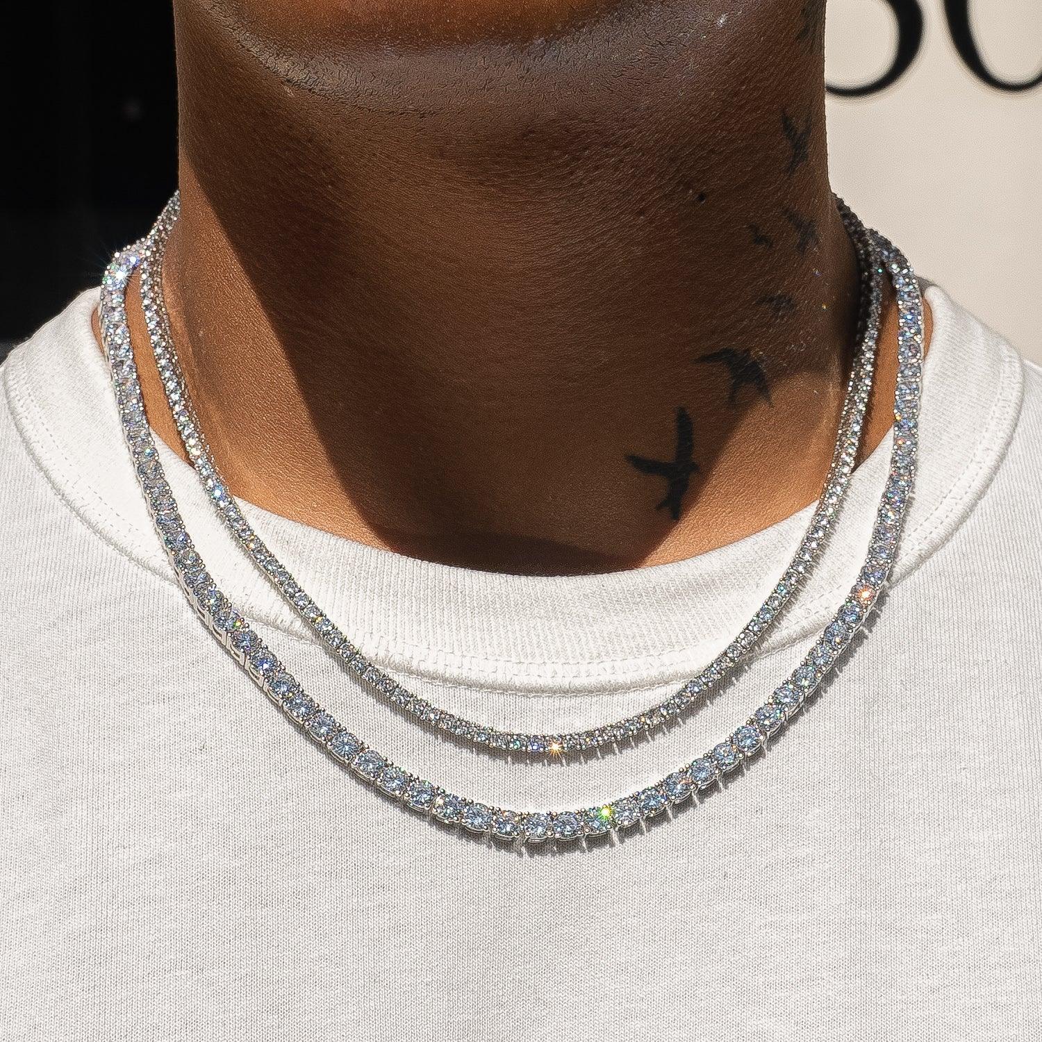 5mm Moissanite Tennis + 3mm Moissanite Tennis Chain Bundle - Silver - D Color - IF - Bundle - Image 8