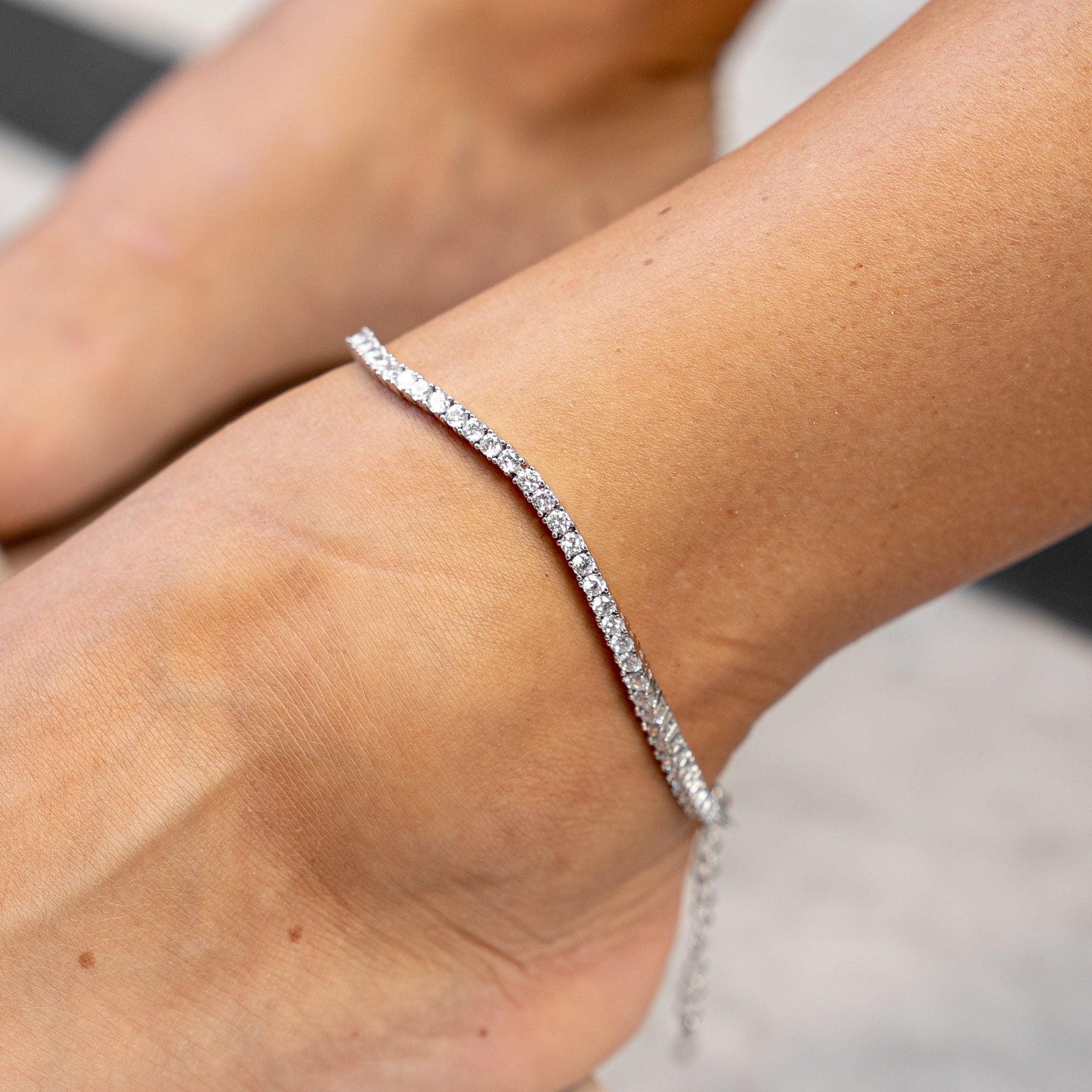 3mm Tennis Anklet - White Gold - Image 2