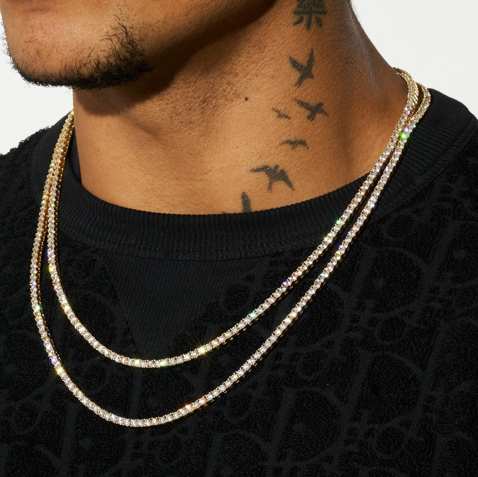 3mm Diamond Tennis Chain - 14k Gold - Image 3