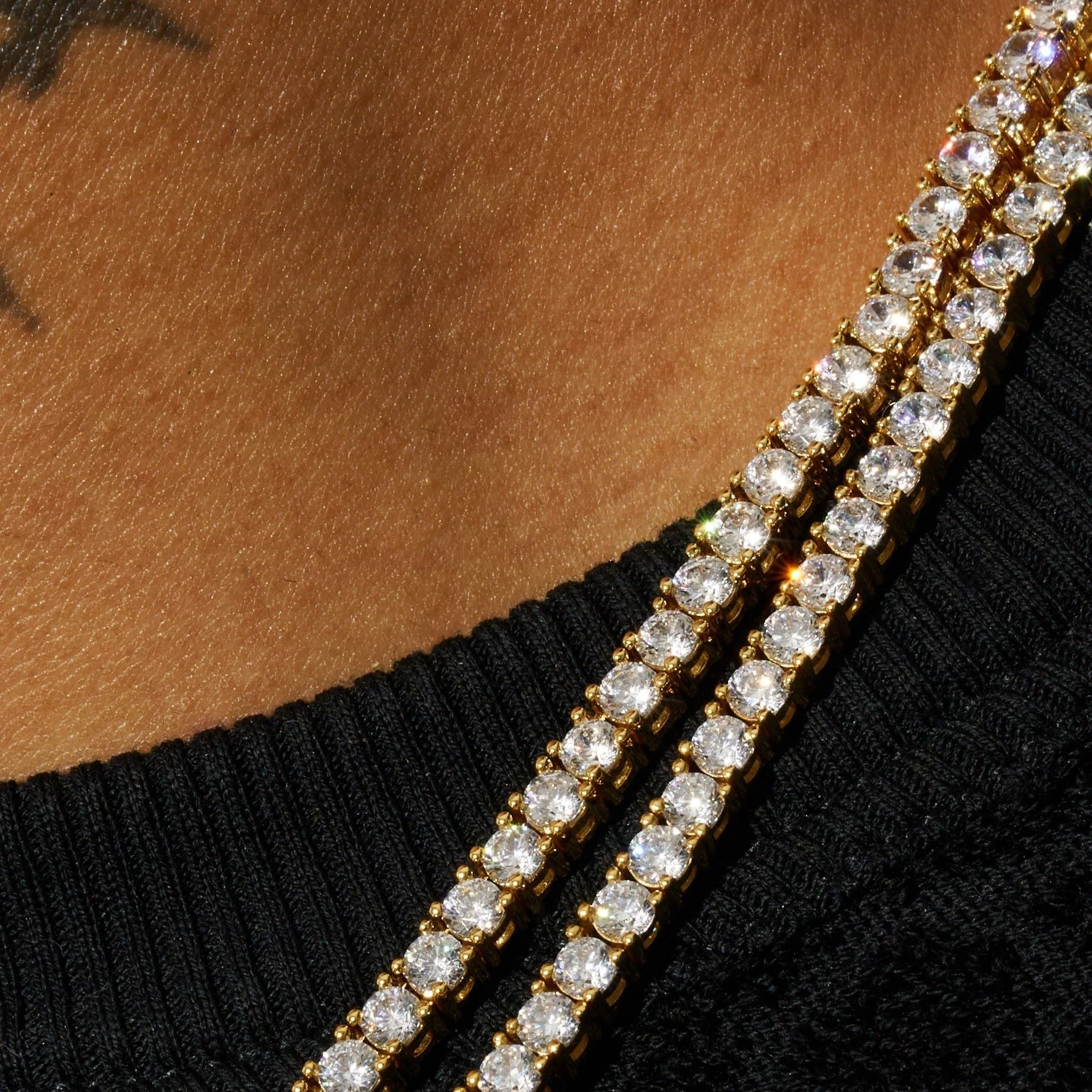 3mm Diamond Tennis Chain - 14k Gold - Image 4