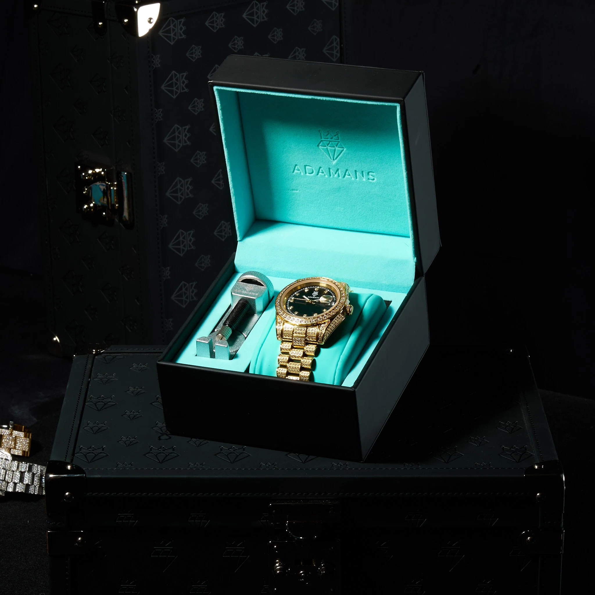 41mm Diamond Presidential Watch - Black Face - Gold - Image 3