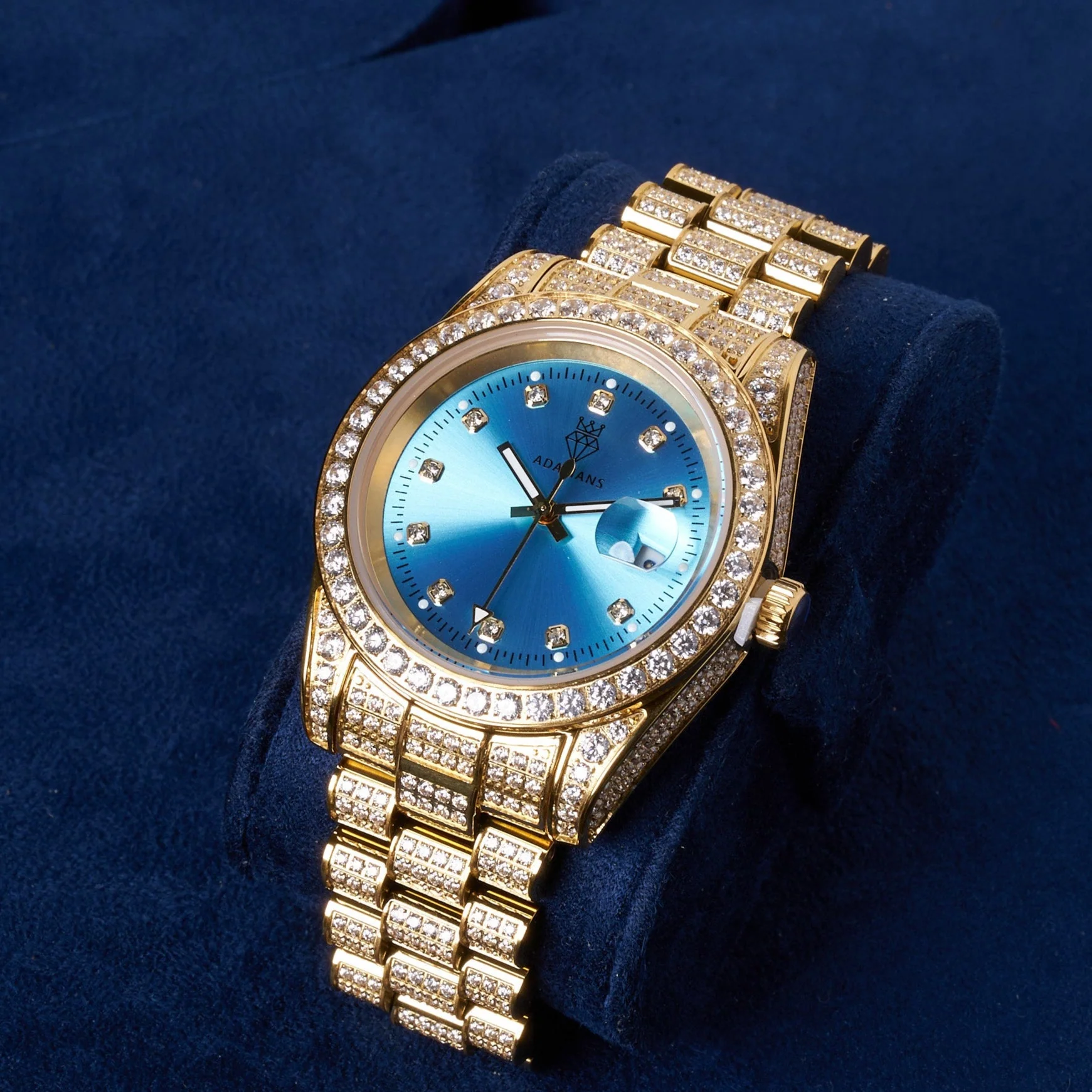41mm Diamond Presidential Watch - Light Blue Face - Gold