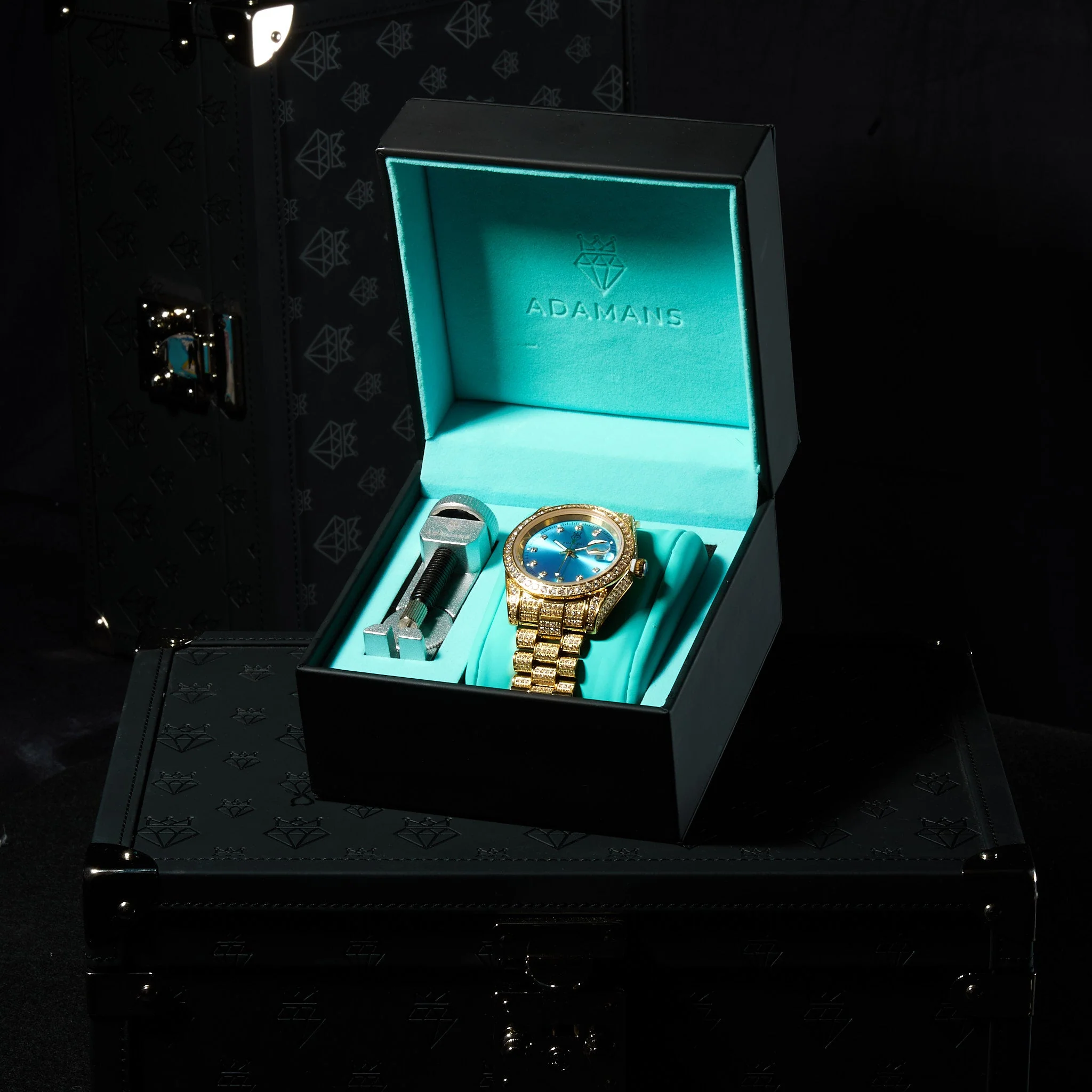 41mm Diamond Presidential Watch - Light Blue Face - Gold - Image 3