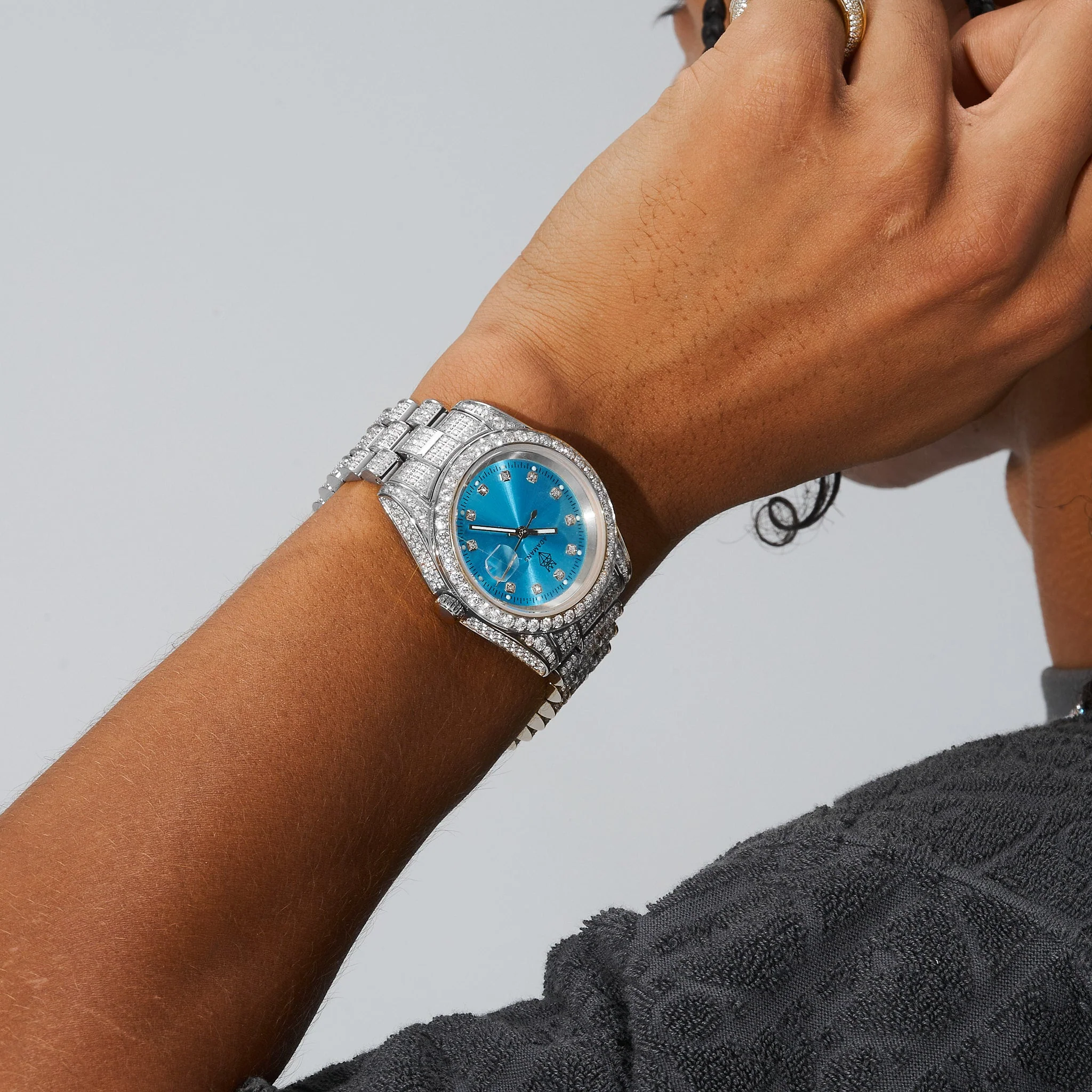 41mm Diamond Presidential Watch - Light Blue Face - White Gold - Image 3