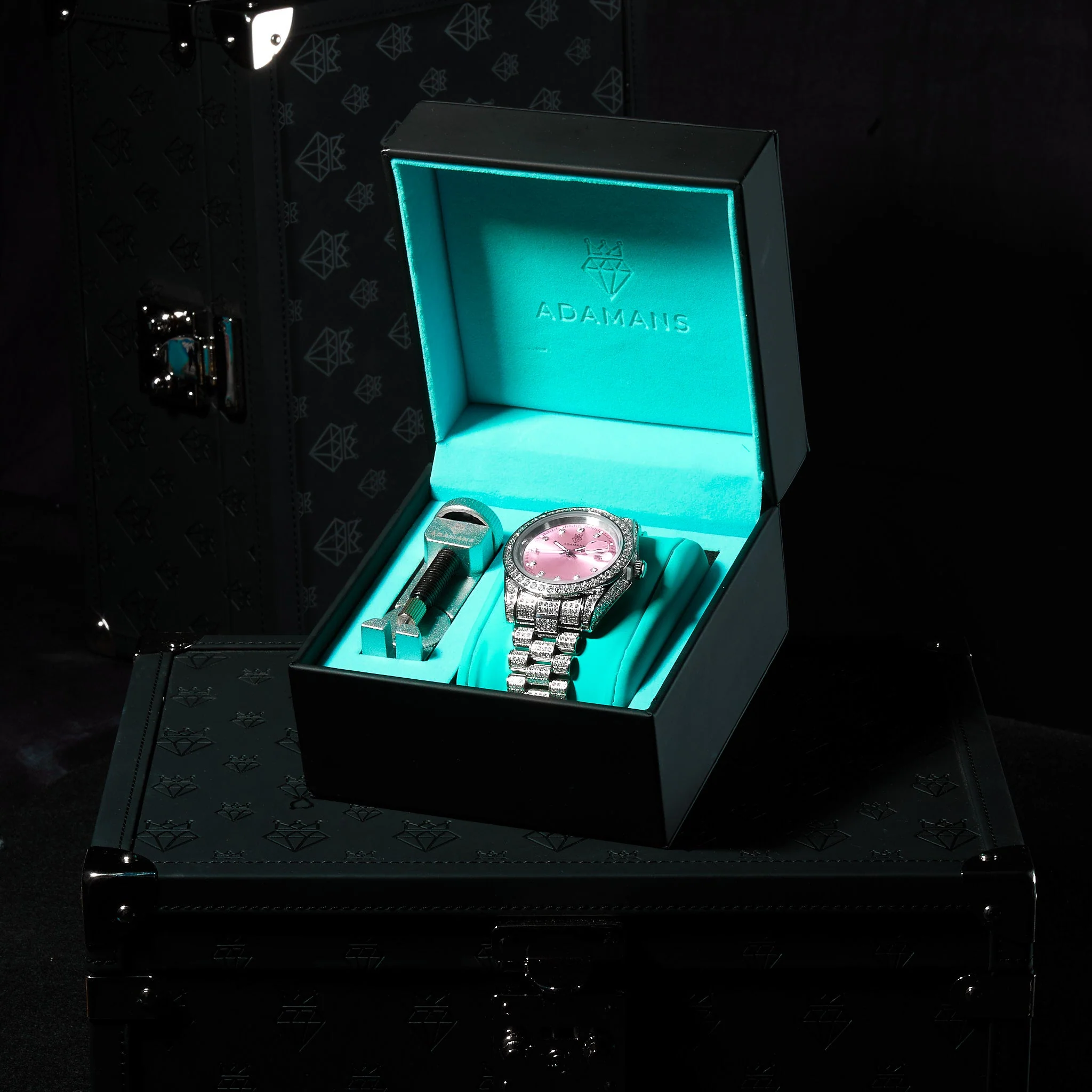 41mm Diamond Presidential Watch - Pink Face - White Gold - Image 3