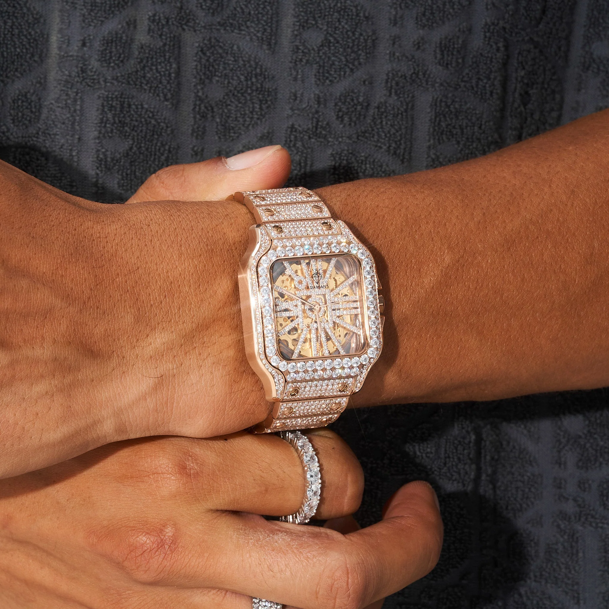 42mm Paved VVS Diamond Skeleton Watch - Rose Gold - Image 2