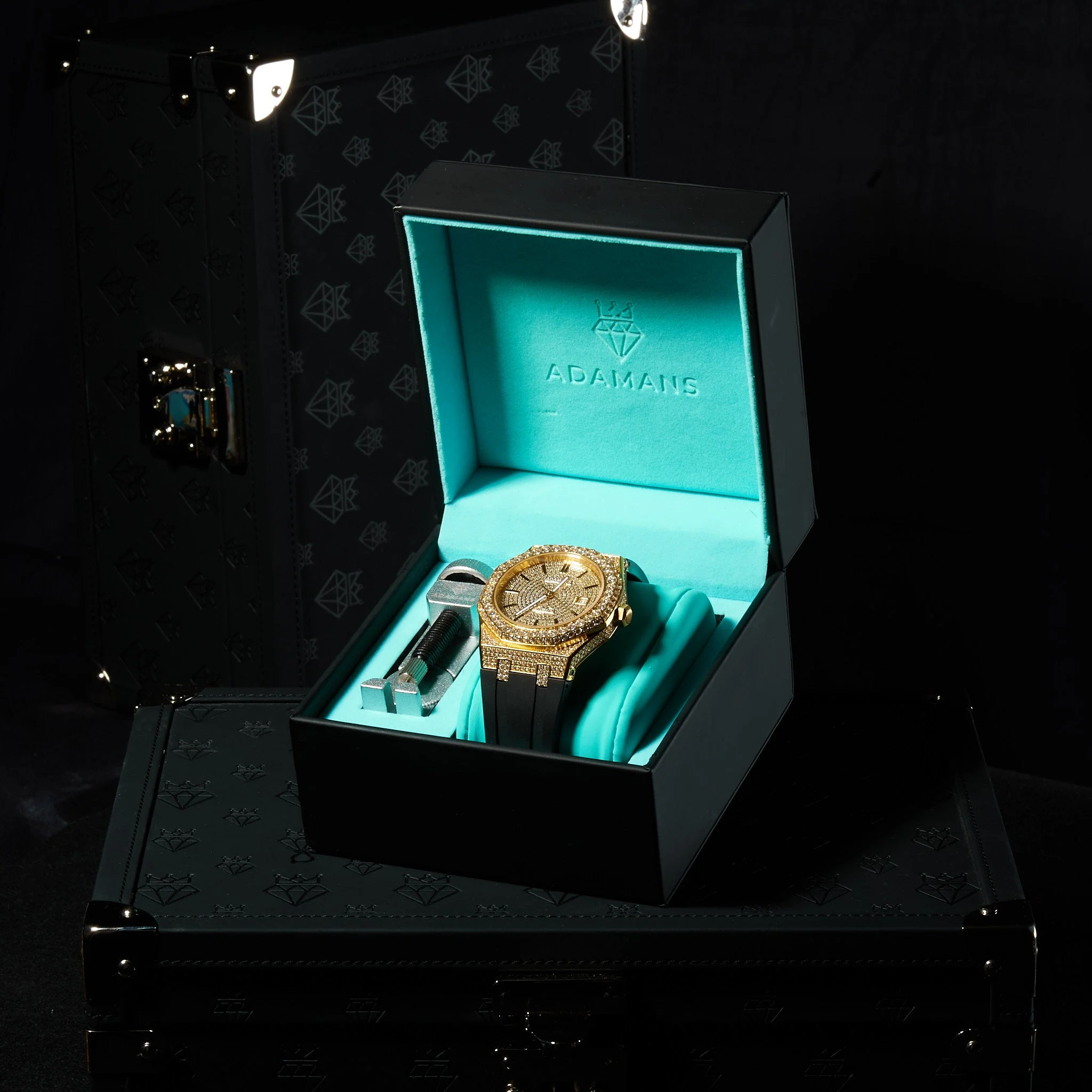 44mm Paved VVS Diamond Silicone Band Watch - Gold - Image 3