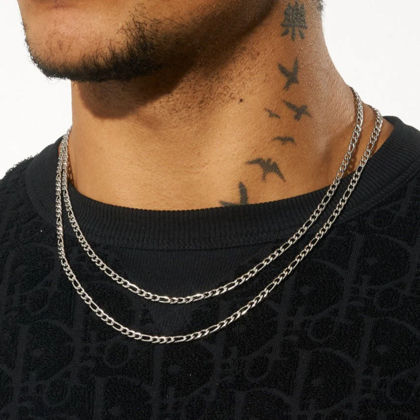 4mm Figaro Chain - White Gold - Image 2