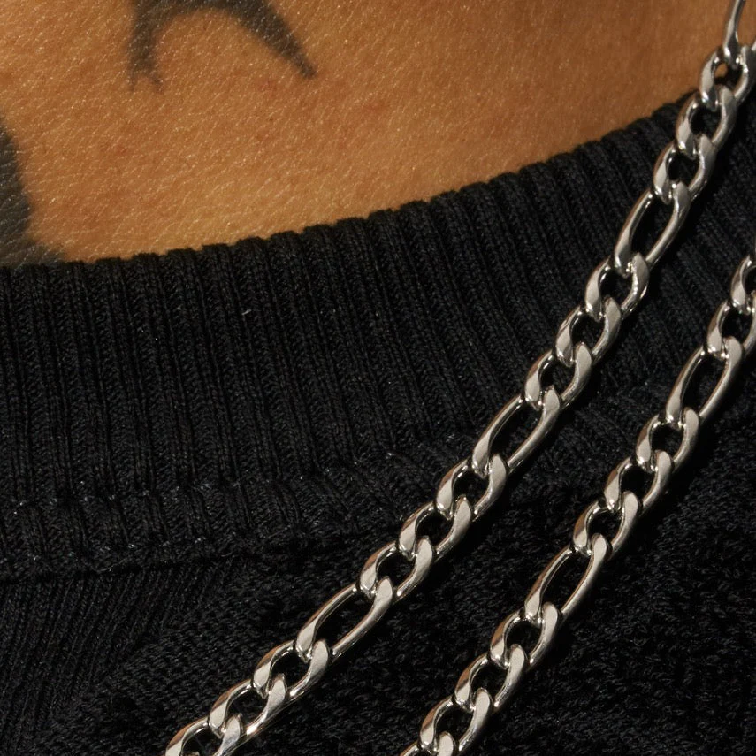 4mm Figaro Chain - White Gold - Image 3