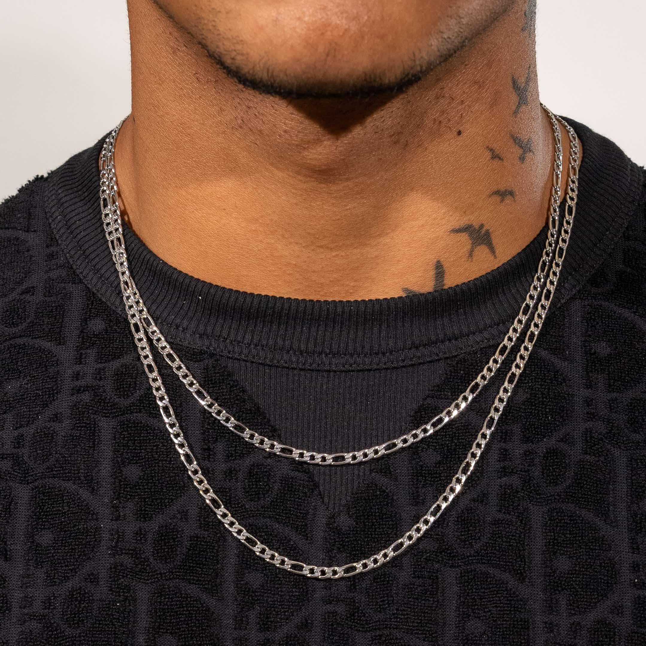 4mm Figaro Chain - White Gold - Image 4
