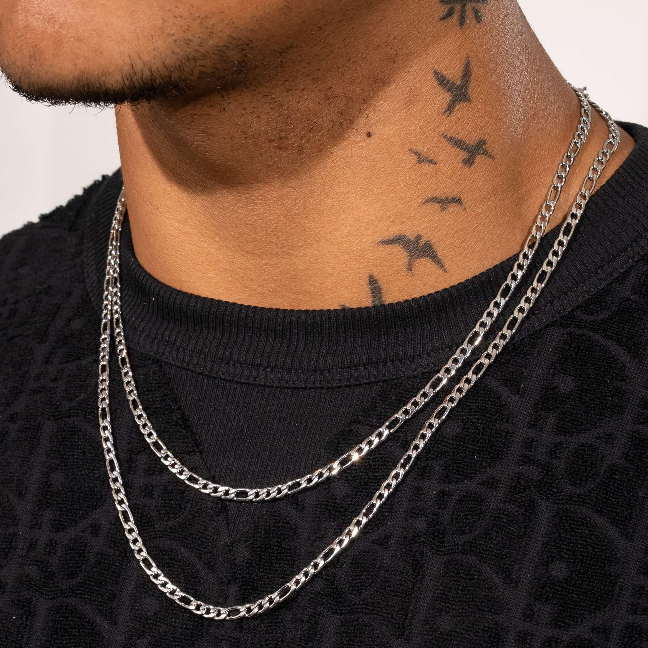4mm Figaro Chain - White Gold - Image 5