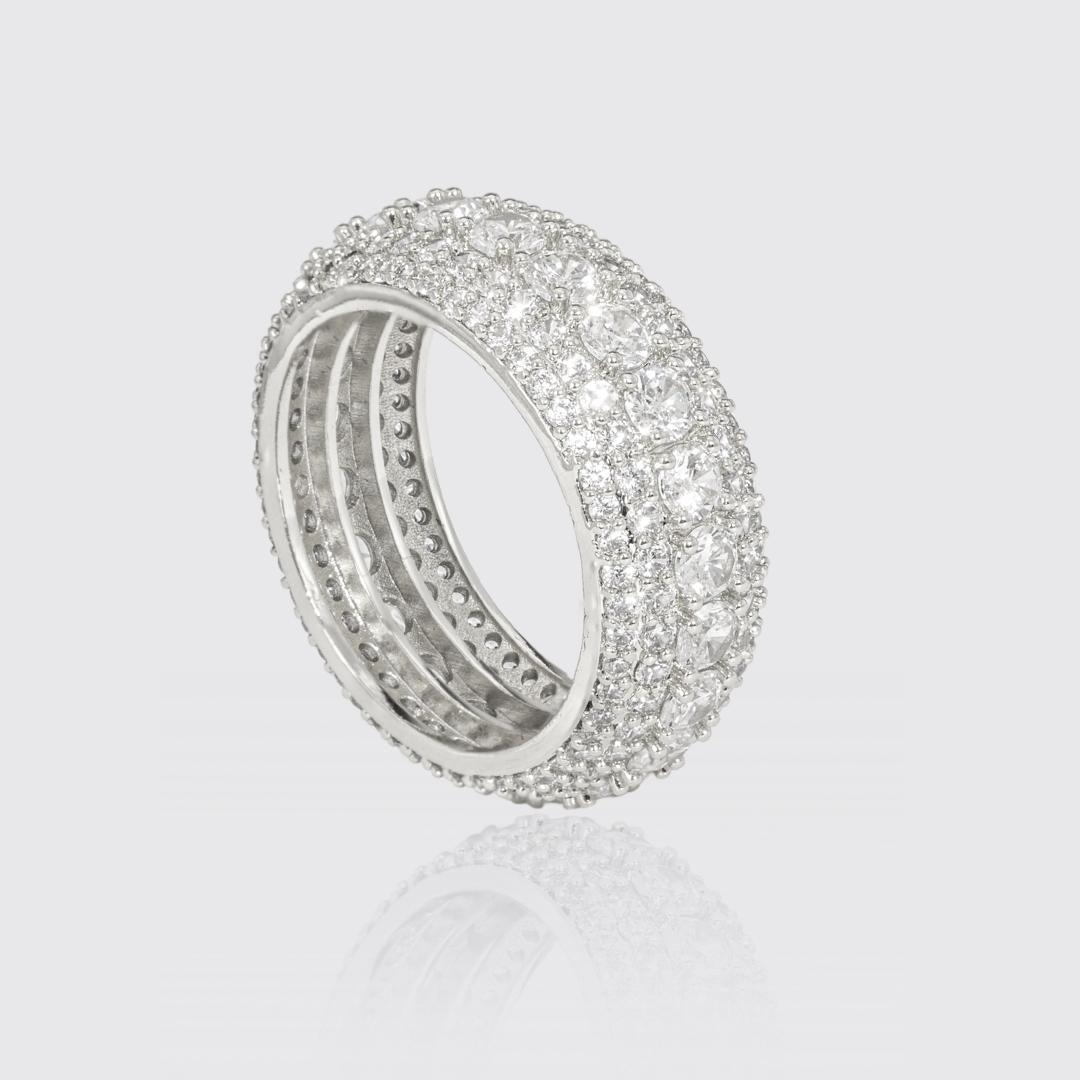 5 Row Iced Ring - White Gold - Image 3