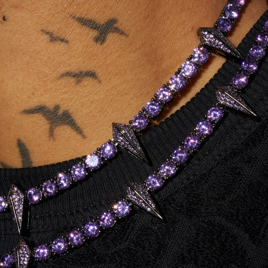 5mm PURPLE PAVE SPIKE TENNIS CHAIN - Image 3