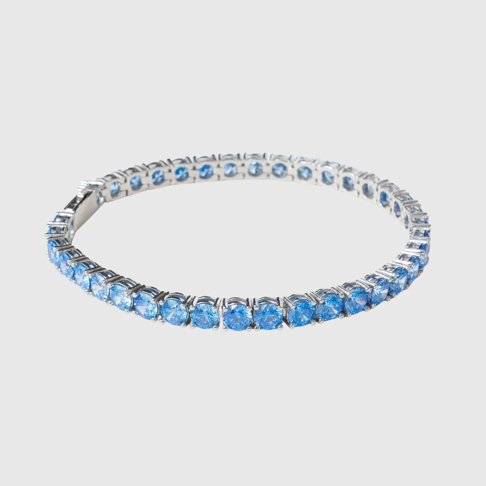 5mm Blue Diamond Tennis Bracelet - White Gold - Image 2