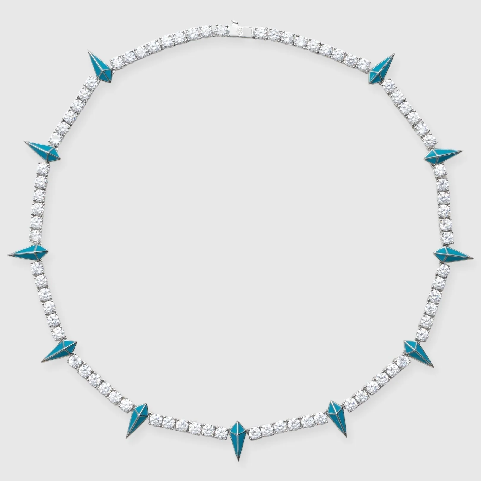 5mm BLUE PAVE SPIKE TENNIS CHAIN - WHITE GOLD - Image 7
