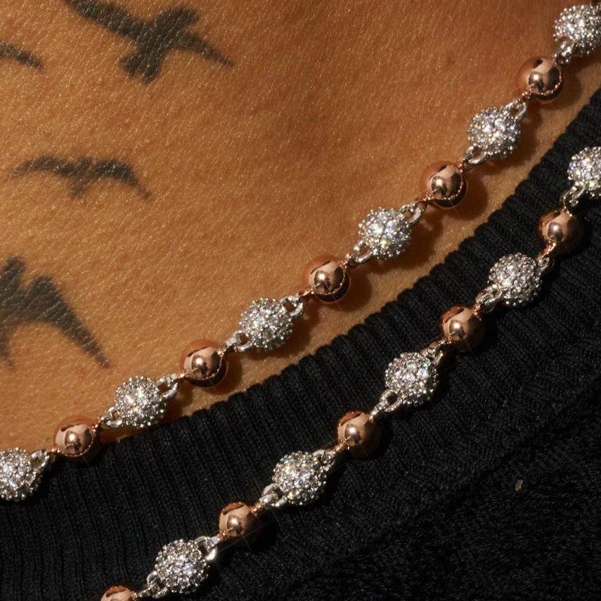 5mm ICED BALL CHAIN - TWO TONE - Image 3