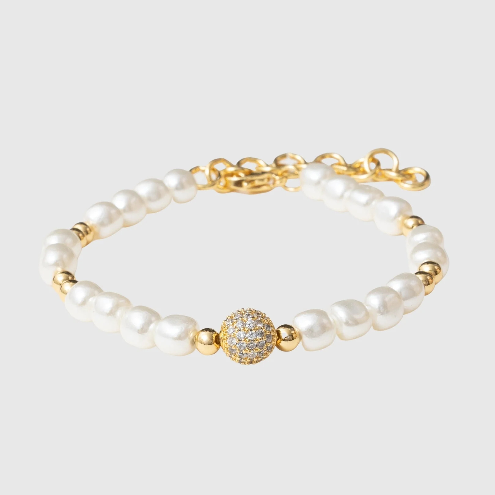 5mm Iced Beaded Pearl BRACELET - Gold - Image 3