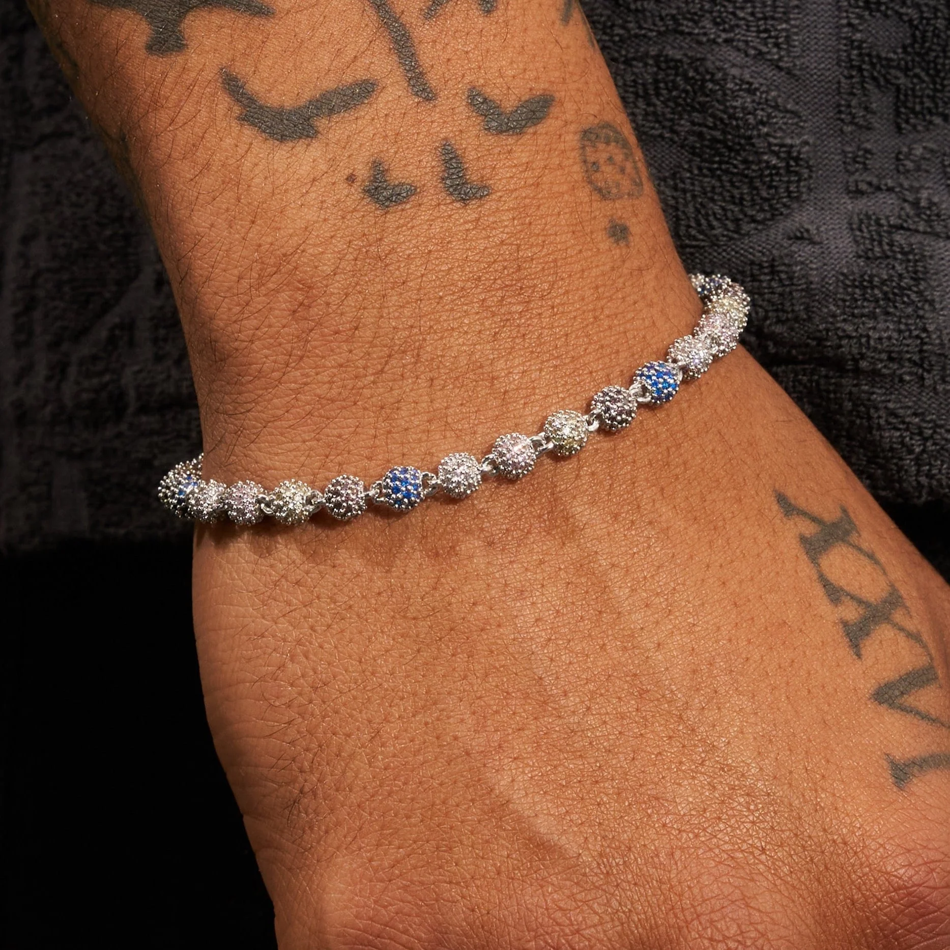 5mm ICED BALL BRACELET - WHITE GOLD - Image 2