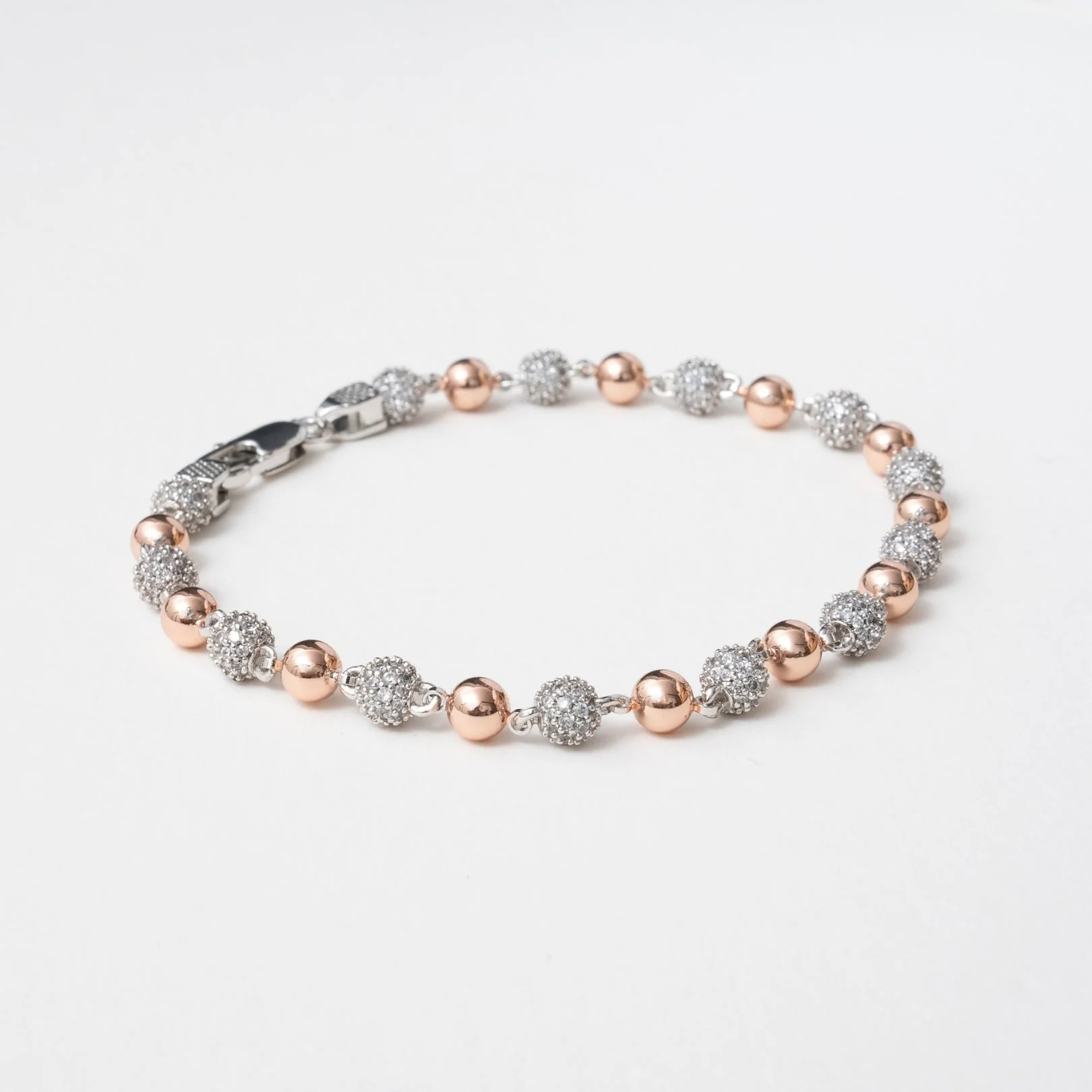 5mm ICED & PLAIN BALL BRACELET - 2 TONE - Image 6