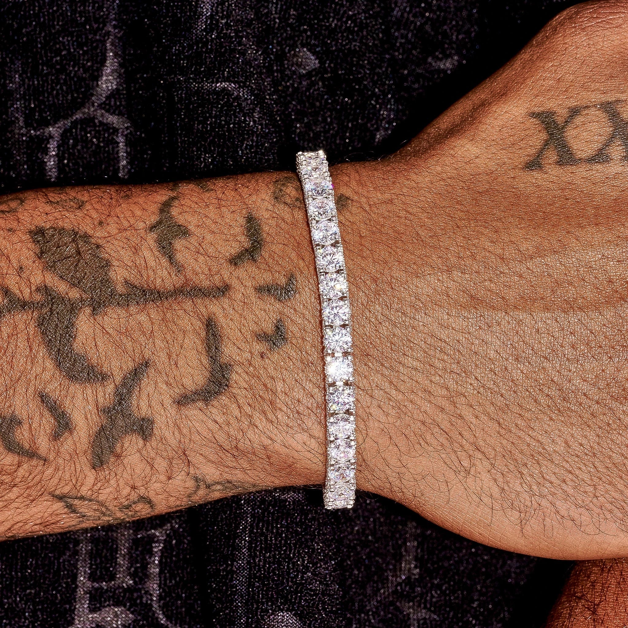5MM Moissanite Full Iced Tennis Bracelet - Silver - D COLOR - VVS1 - Image 4