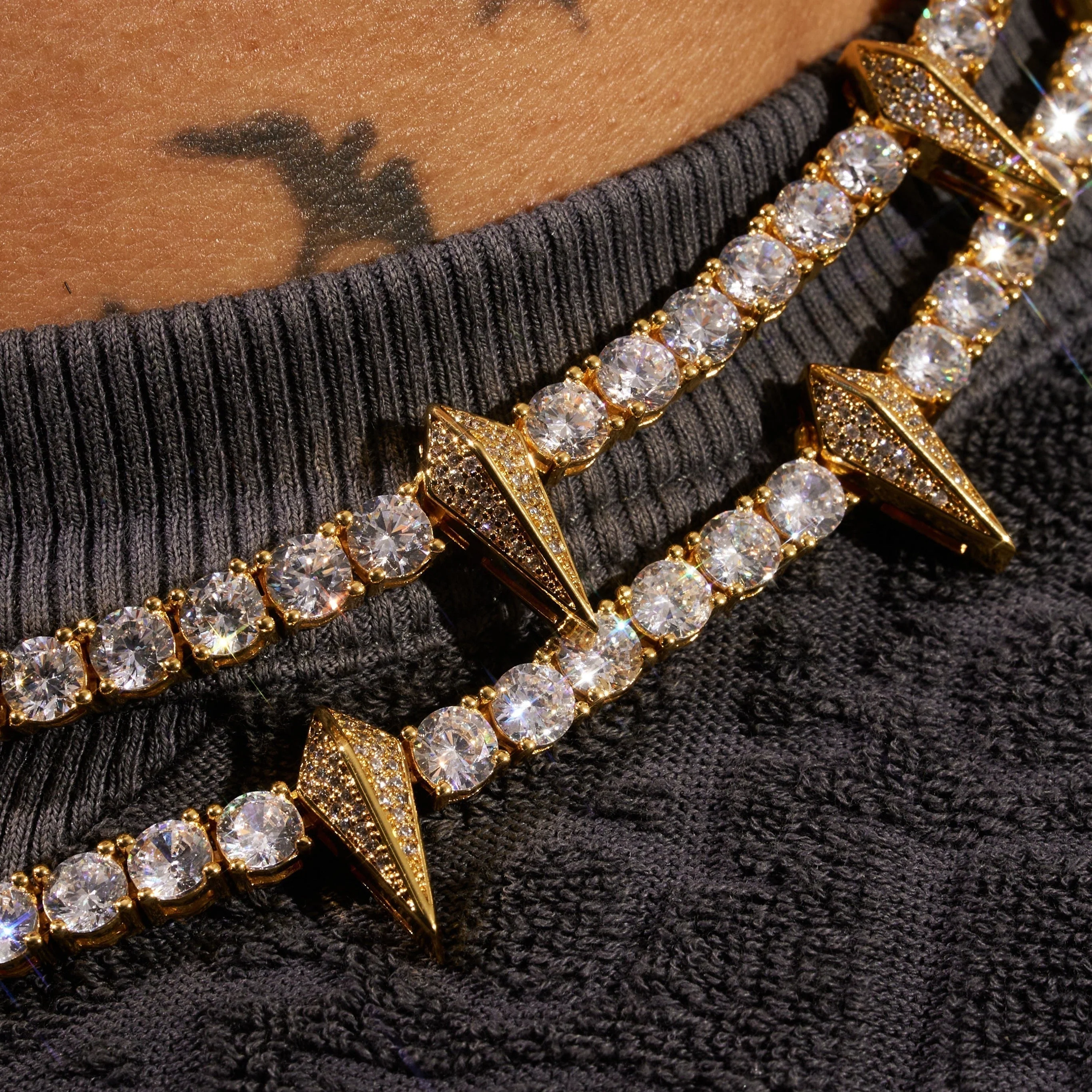5mm PAVE SPIKE TENNIS CHAIN - GOLD - Image 6