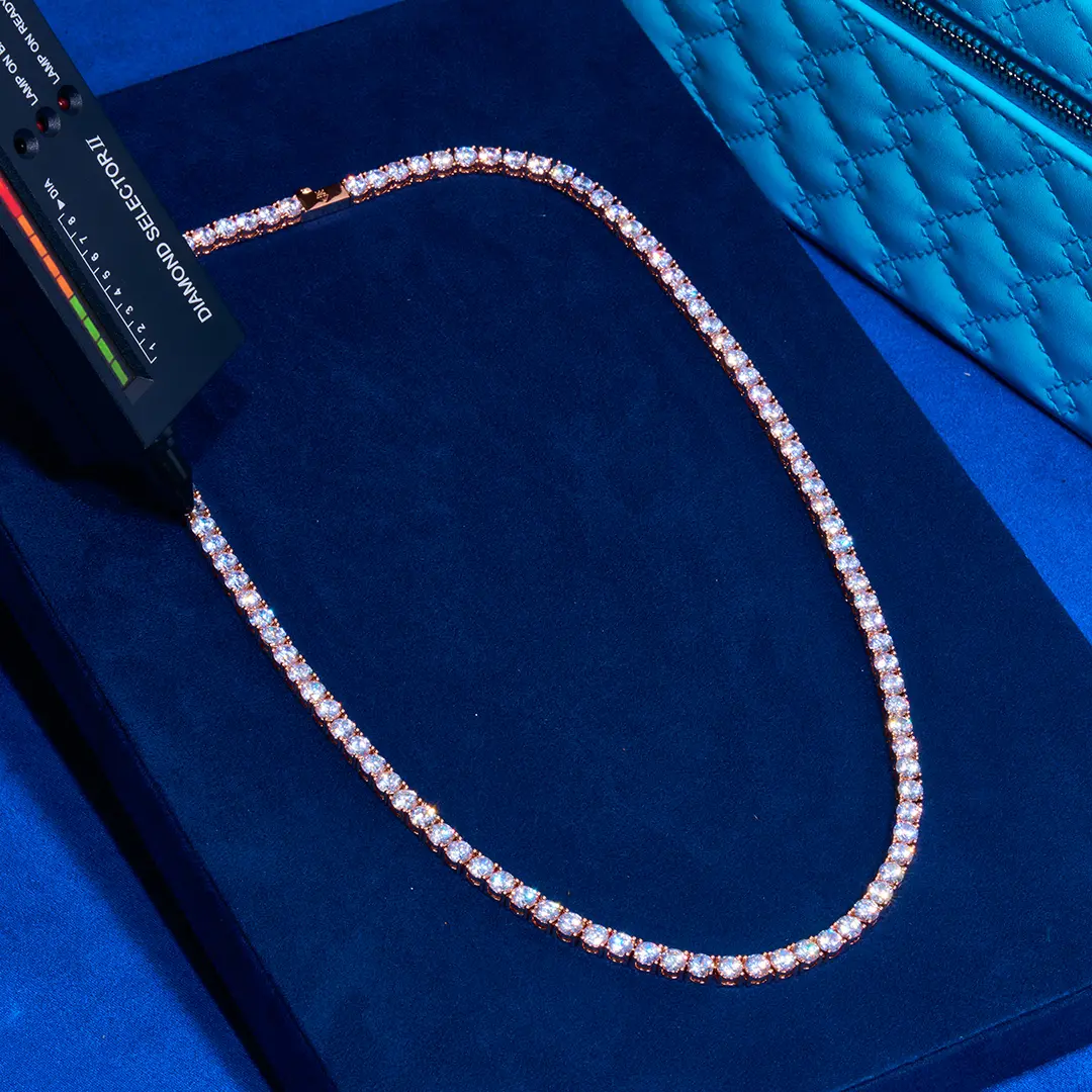 5mm Moissanite Tennis Chain - Rose Gold - Silver - D Color - IF